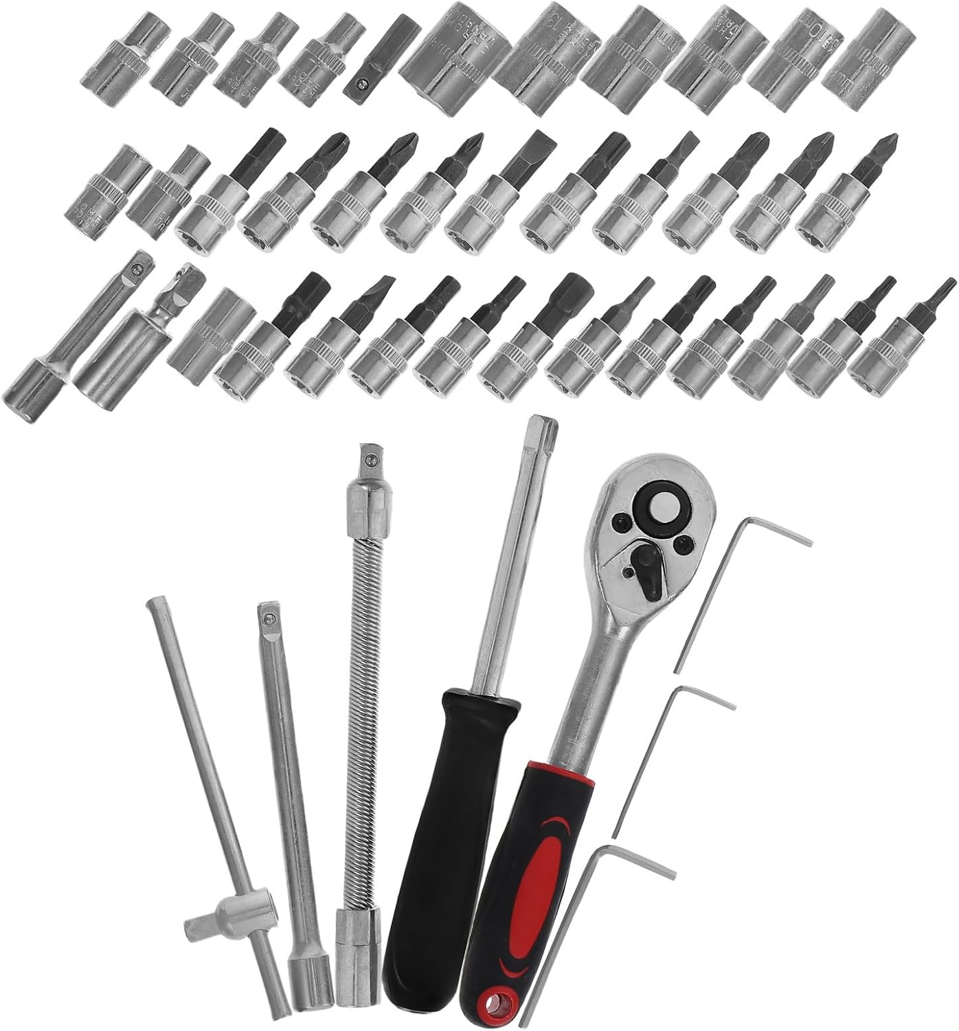 FUOYLOO 46pcs Ratcheting Wrench and Bit Socket Tool Kit for Automotive Repair, Sturdy Mechanic Combination Socket Set with Portable Case for Car and Truck Maintenance