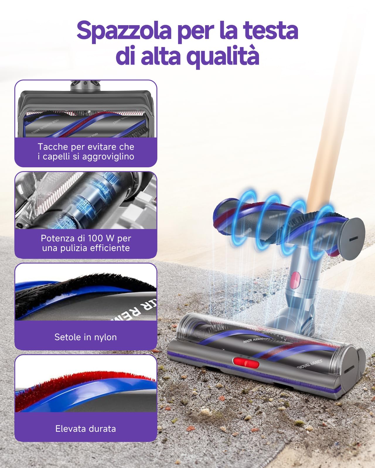 Yivy Spazzola High Torque per Dyson V11 Aspirapolvere, Spazzola Motorizzata Compatibile con V11 V15 V10 V8 V7, Ideale per Tappeti e Pavimenti Duri,Flusso d'aria Regolabile
