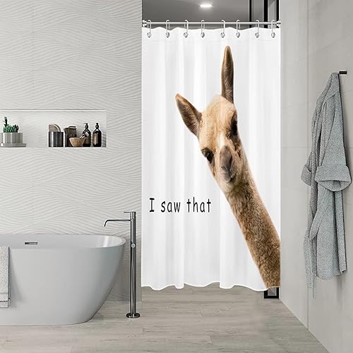 Miniatura 4 de Cortina de ducha pequeña de alpaca con llamas, 48 x 68 pulgadas, forro de cortina de ducha de animales de granja de tamaño medio, cortina de ducha