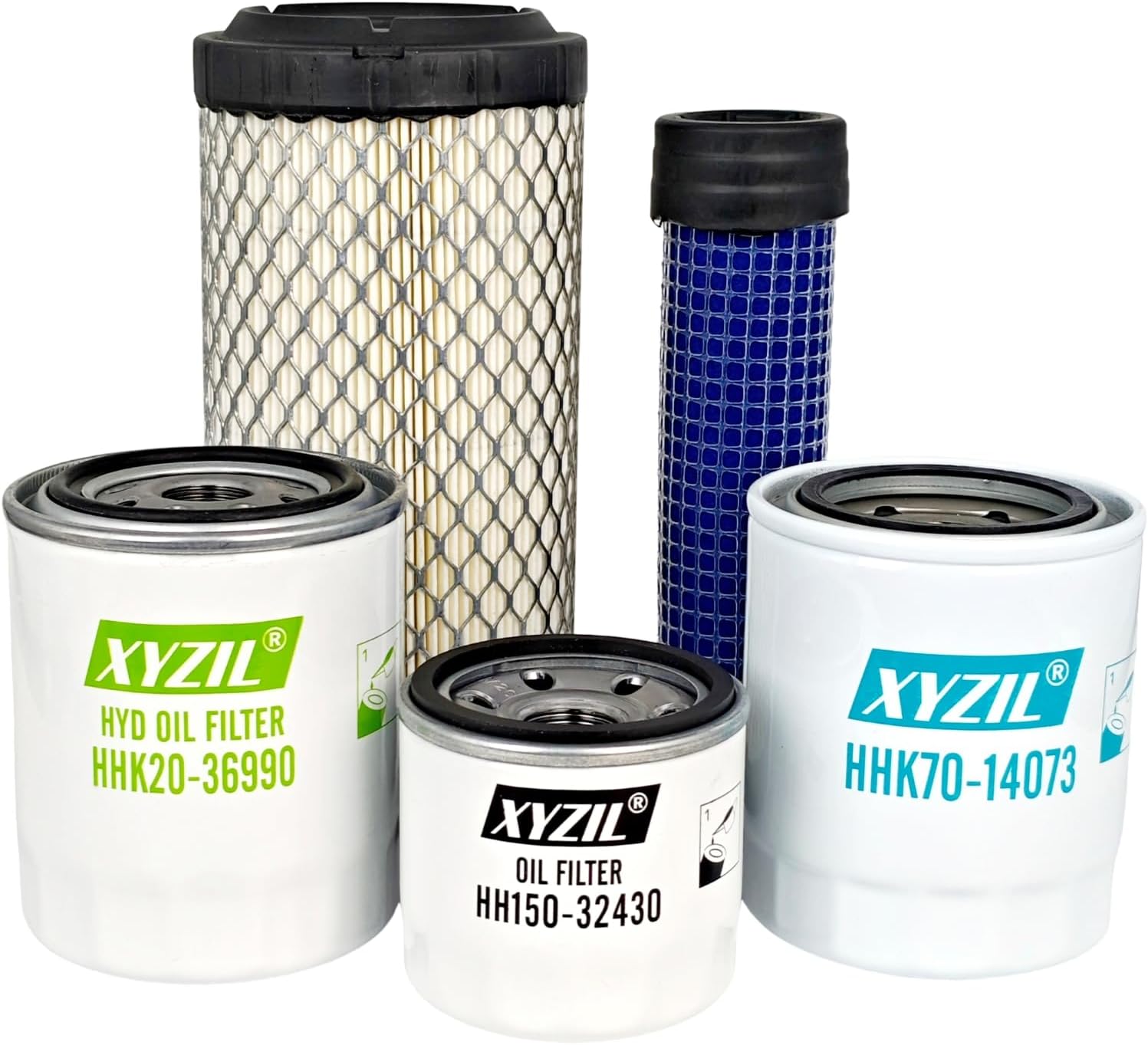 Maintenance Filter Kit 77700-01818 Compatible with Kubota RTV500 (S/N 19024) Utility Vehicle 3A111-19130 59800-26110 HH150-32430 HHK71-14080 HHK70-14073 Outer Inner Air Engine Oil Hydraulic HST