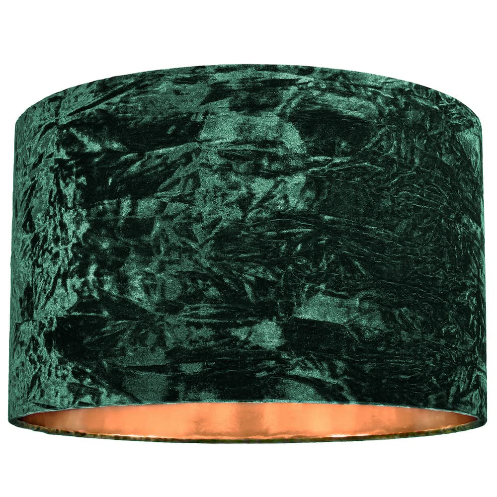 Rackhams Green Modern Crushed Velvet 20" Floor/Pendant Lampshade With Shiny Copper Inner