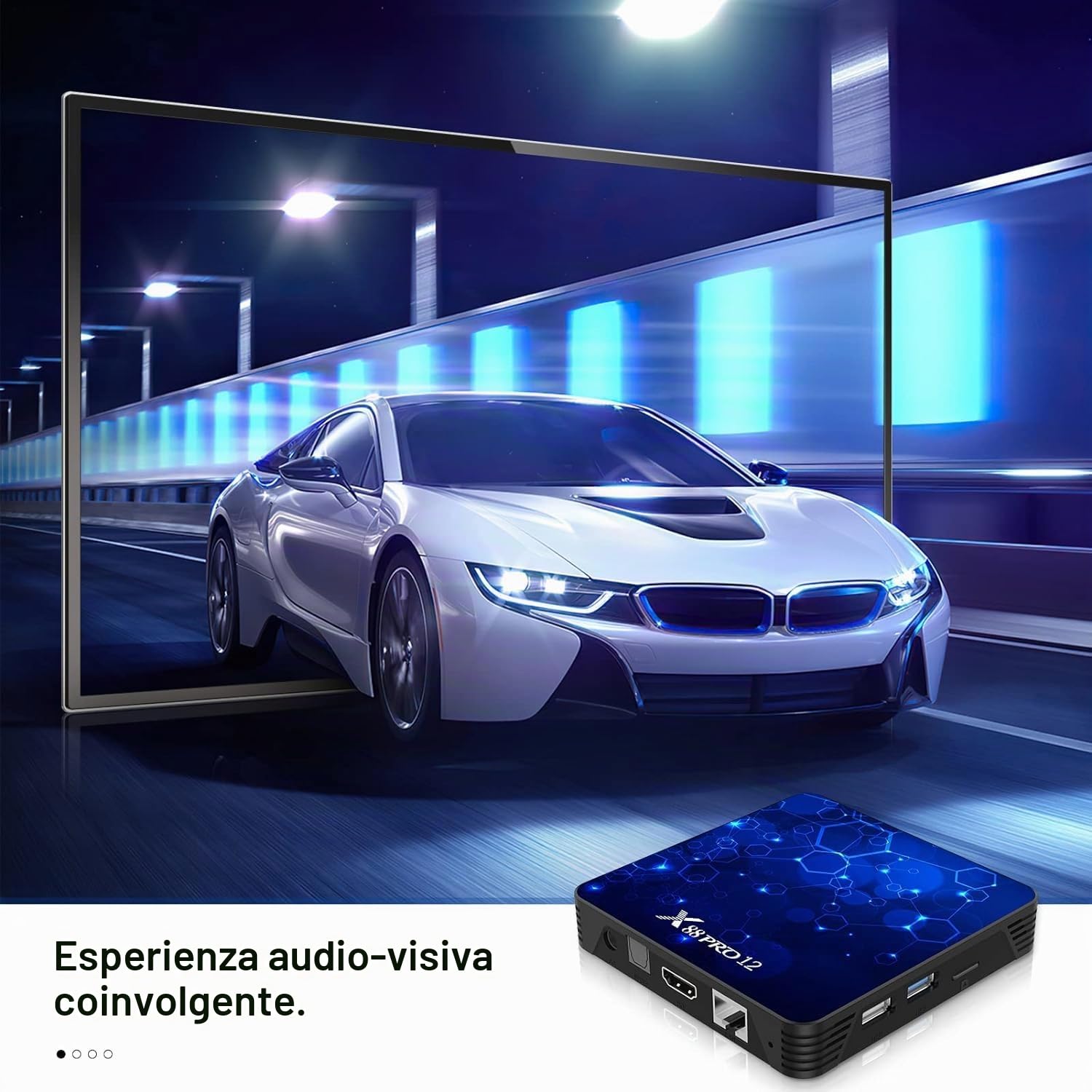 Android 12.0 TV Box, 4 GB di RAM 32 GB di ROM Android TV Box RK3318 Quad-Core 64bit Cortex-A53 Supporto 2.4G/5G WiFi 6 Bluetooth 5.0 Risoluzione UHD 4K/3D Porta USB 3.0