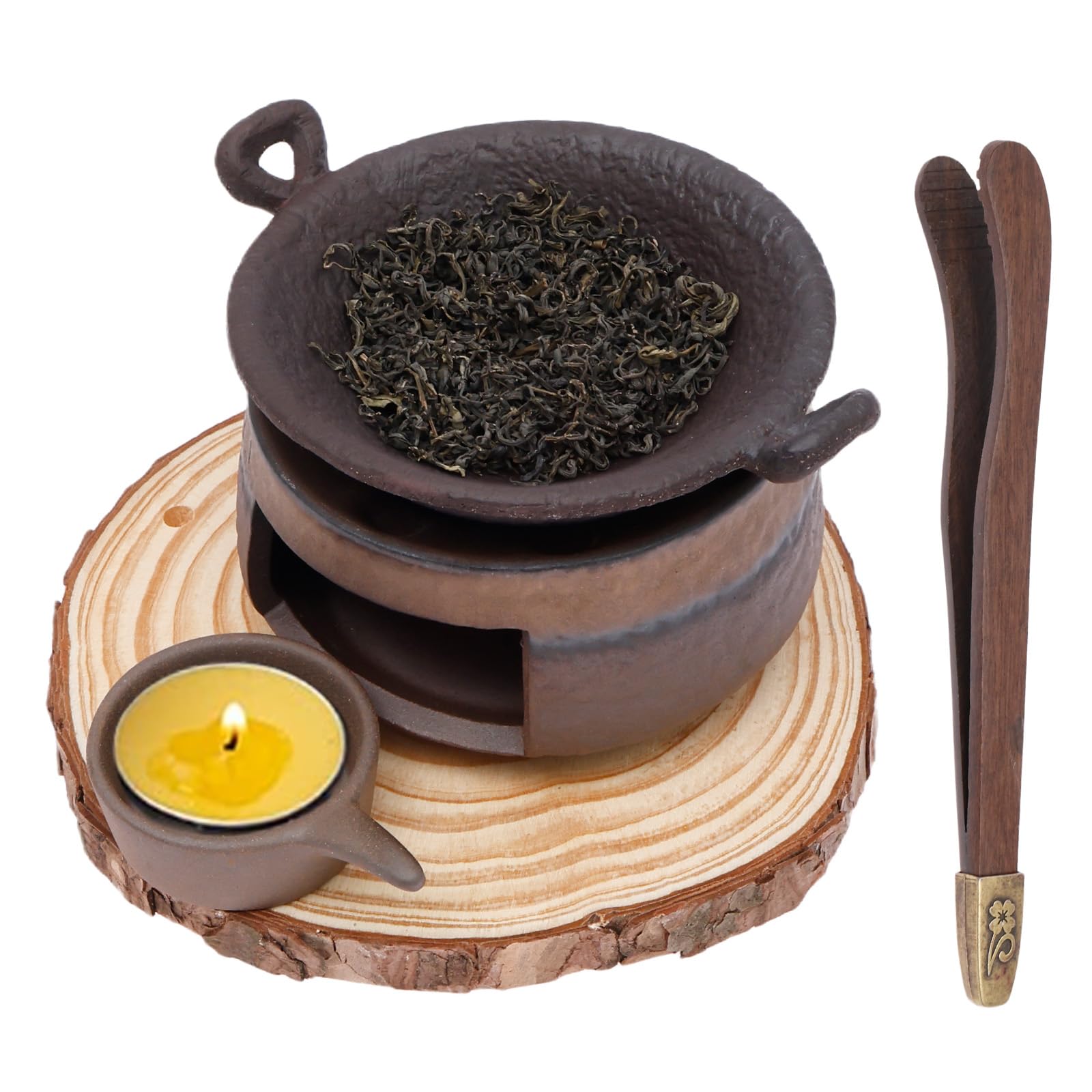 Ceramic Aromatherapy Stove,Essential Oil Burner Cedar Incense Burner Kit for Home Office Tea Candle Holders Teapot Warmer for Relaxation,Oil Burners Aroma Diffuser Decorative