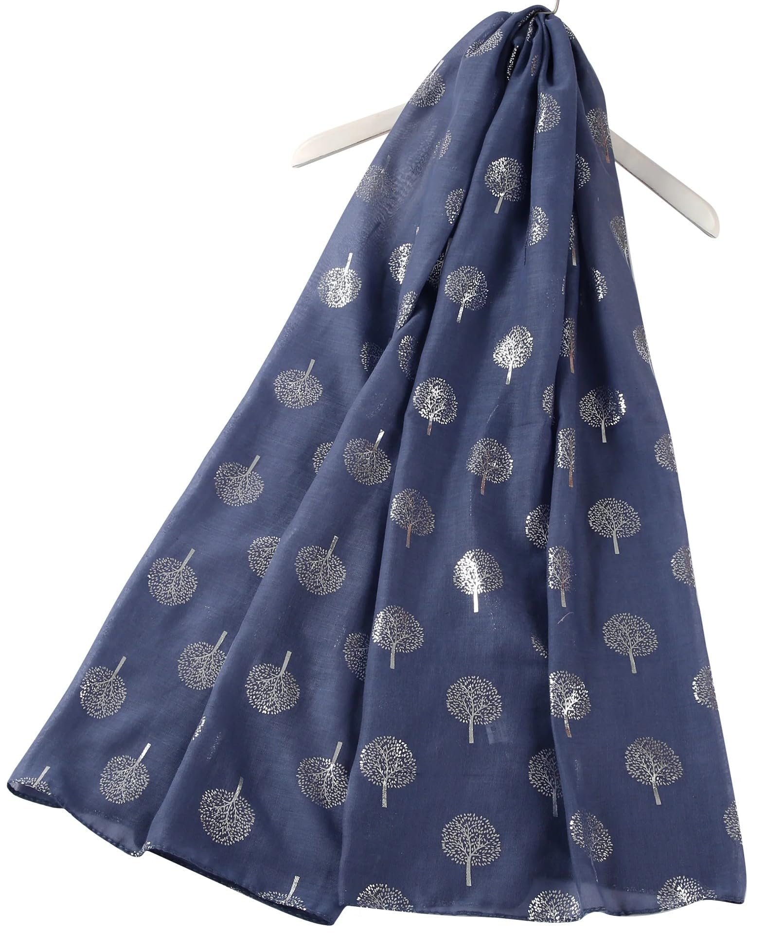 GlamLondon Glitter Mulberry Trees Scarf Womens Foil Printed Tree Fashion Ladies Wrap (ZU - Blue)