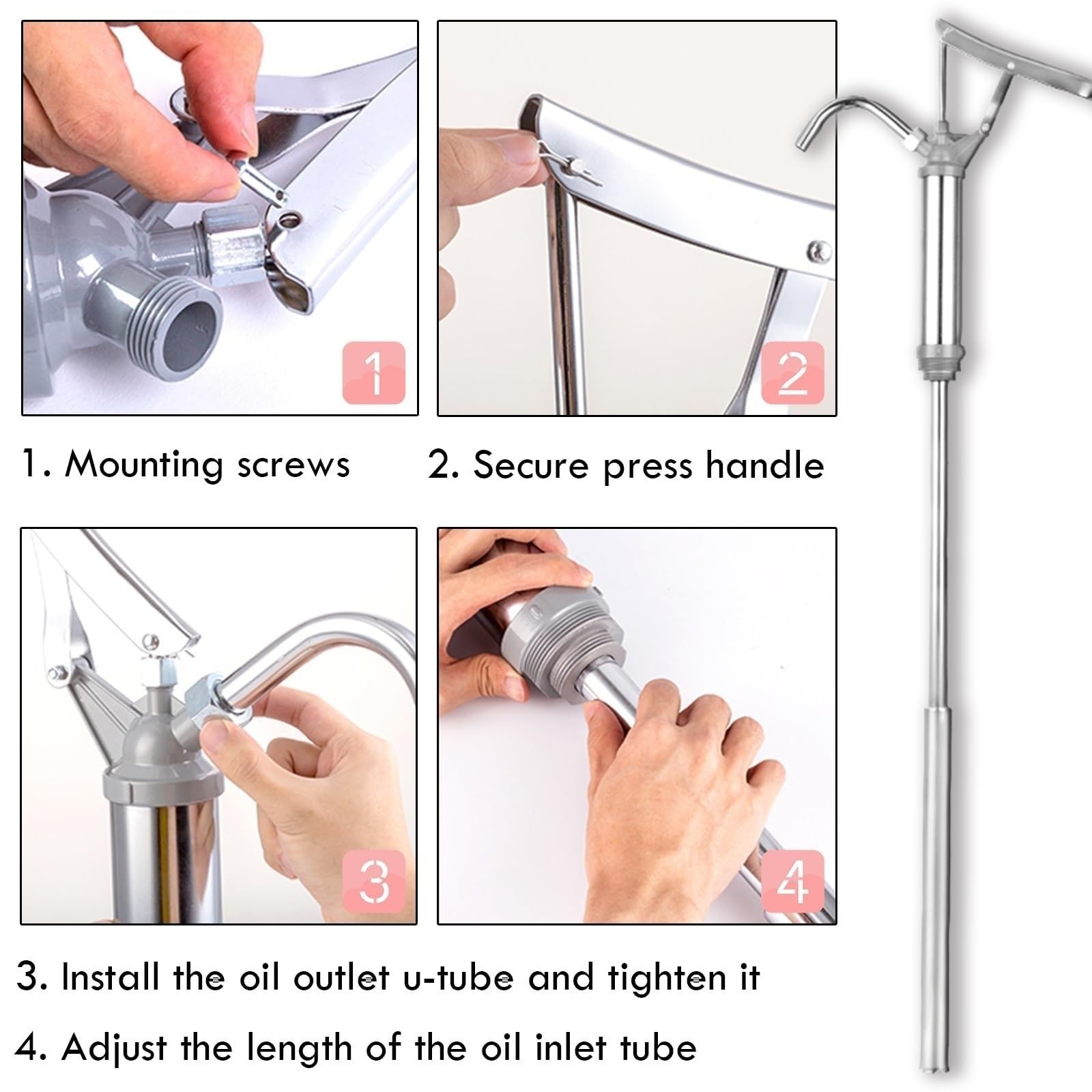 Pompe À Fût Manuelle Professionnelle - Tige Extensible Pour Bidons De 20-200L, Pompe À Huile Pour Fioul & Liquides, Pompe Industrielle Robuste