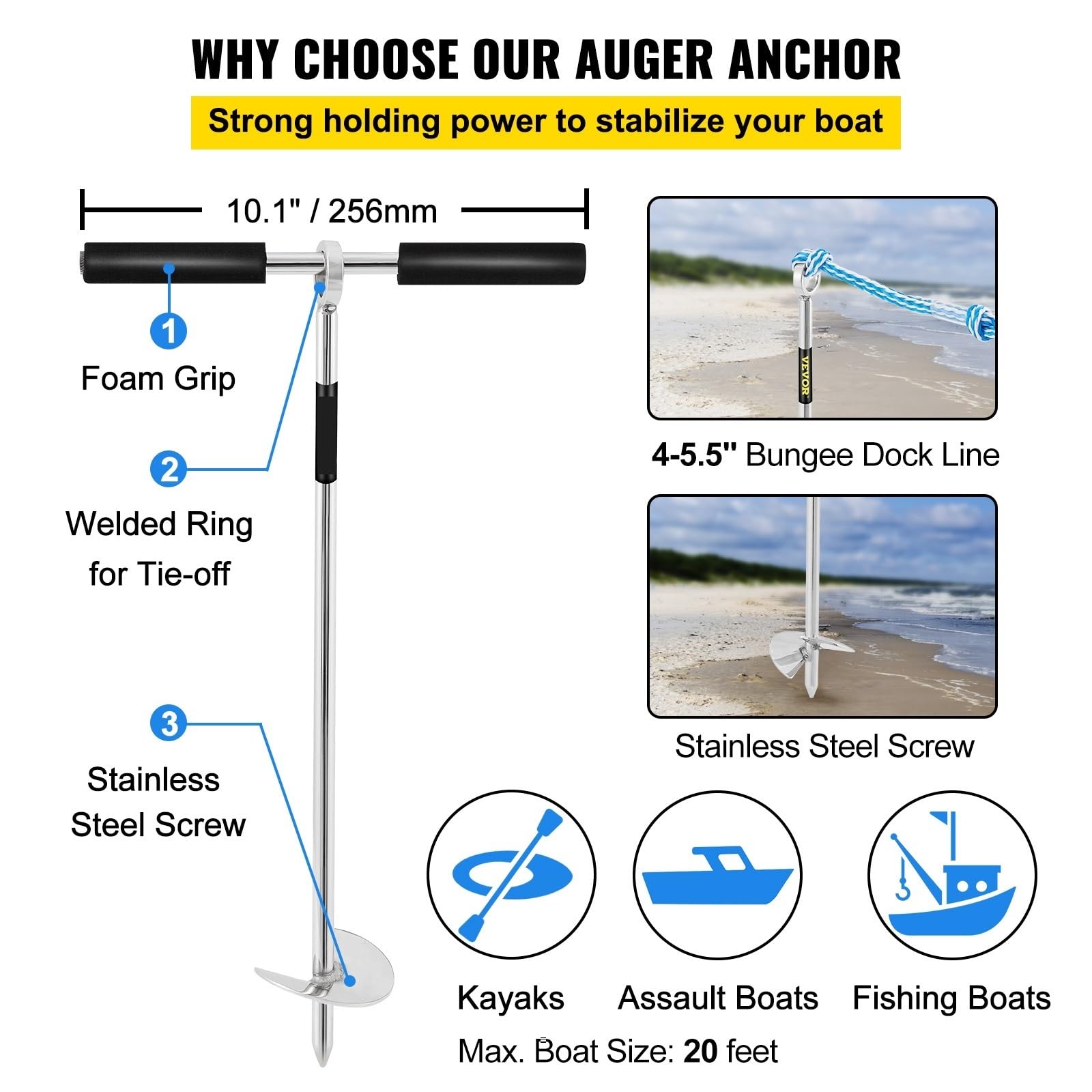 Kotwica do piasku o długości 18 "/36" ślimak do plaży i Sandbar 316 kotwica ze stali nierdzewnej do skutera wodnego PWC kajak pontonowy(18 inch)