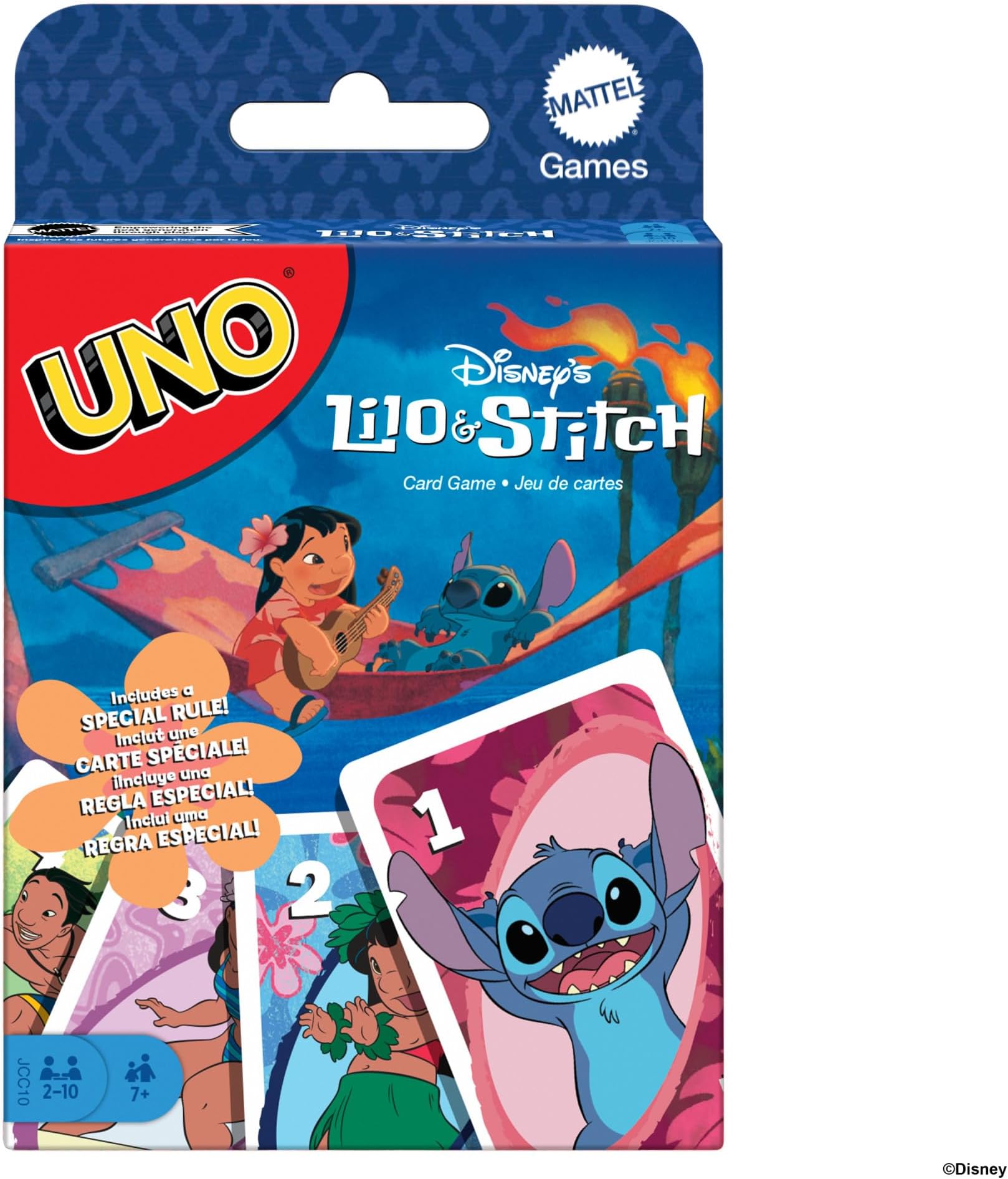 UNO Disney’s Lilo and Stitch Card Game for Kids, Adults & Family with Deck & Special Rule Inspired by the Movie, JCC10