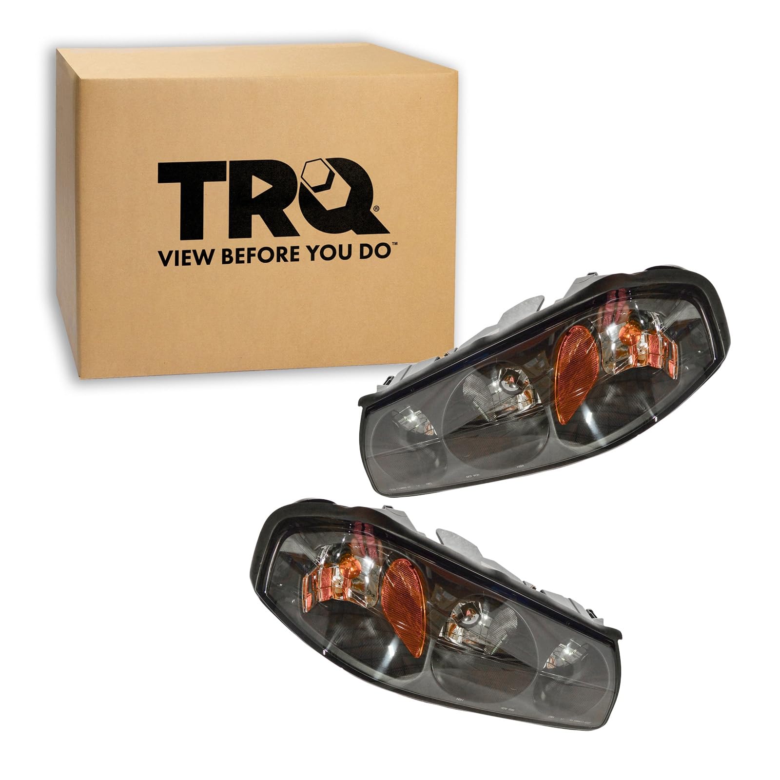 TRQ Headlight Assembly Set GM2502201 GM2503201 Compatible with 2000-2004 Chevrolet Impala