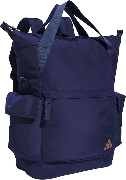 adidas Unisex Saturday 2 Tote Backpack (23L) Durable Lightweight Athletic Carry Bag with Handles, Dark Blue/Rose Gold, One Size