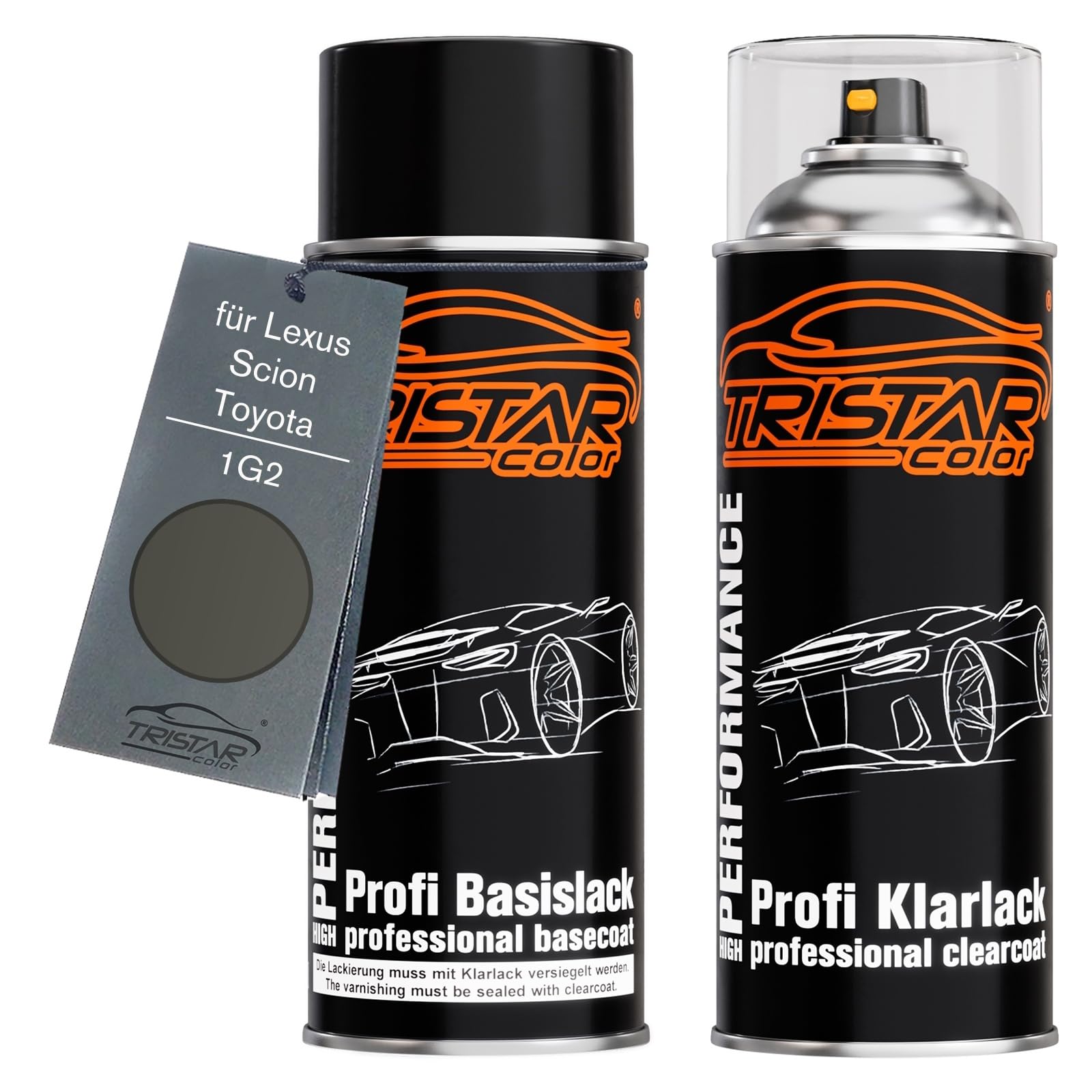 TRISTARcolor Vernice per auto Kit di bombolette spray per Lexus/Scion/Toyota 1G2 Grey Perl Metallic vernice di base vernice trasparente bomboletta a spruzzo 400ml