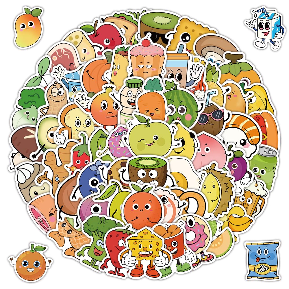 103 PCS Cute Stickers for Kids, Food Sticker, Fun Water Bottle Stickers with Food Fruit Snack, Classroom Sticker for Water Bottle Laptop Skateboard