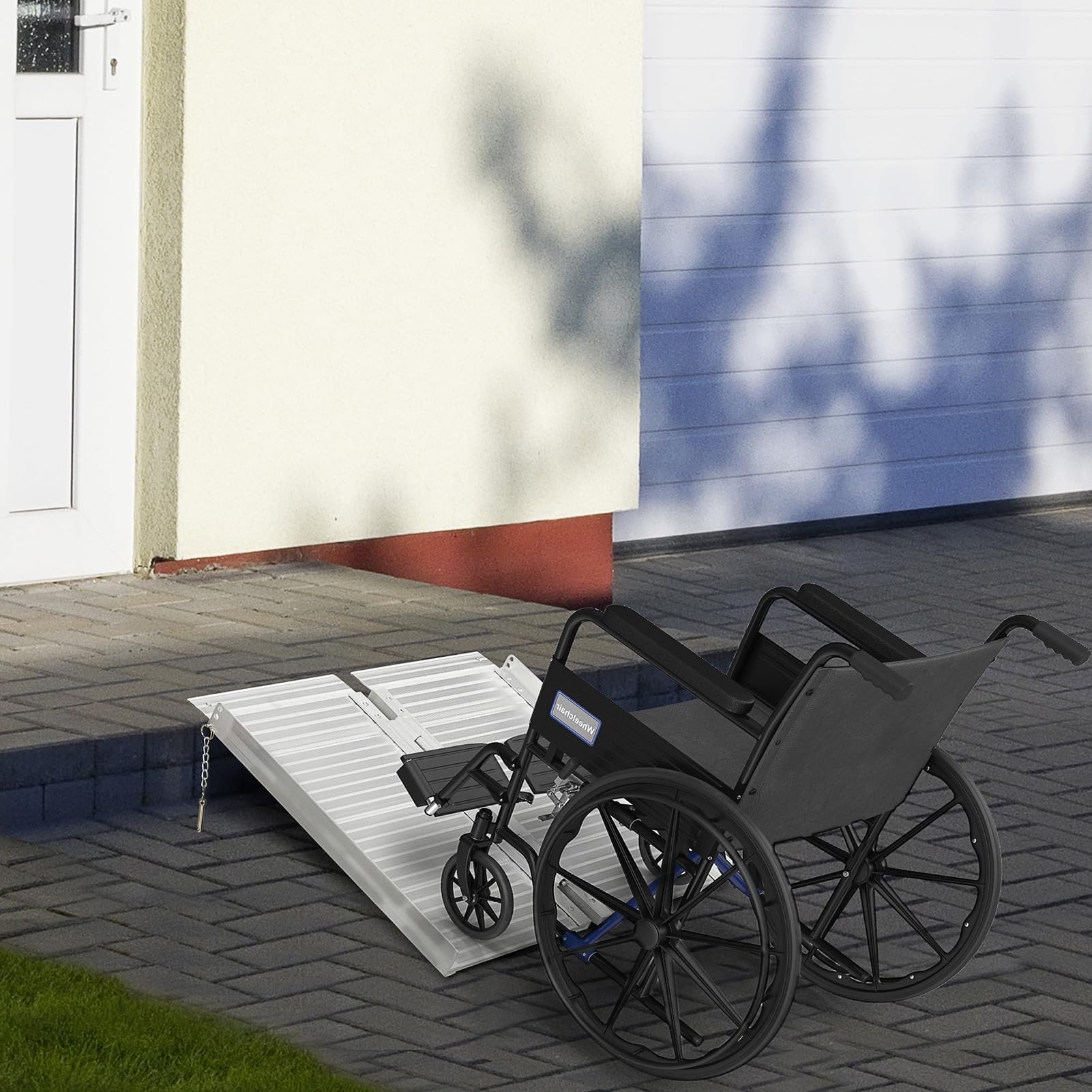 Podjazdy dla Wózków Inwalidzkich Antypoślizgowe Aluminiowe Podjazdy do Transportu Materiałów do Drzwi, Krawężników, Schodów, Wózków Inwalidzkich, Stopni, Udźwig 600 Funtów (ok. 272 ​​kg),6Ft