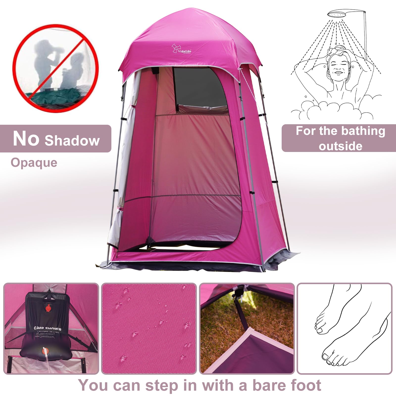 Vidalido Camping Duschzelt Sichtschutz Zelt Tragbare Outdoor-Duschen Zelte für Camping mit Boden, Camping Sichtschutz Unterstände Badezimmer Toilettenzelt