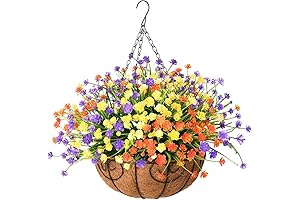 Homsunny Artificial Hanging Flowers With Basket
