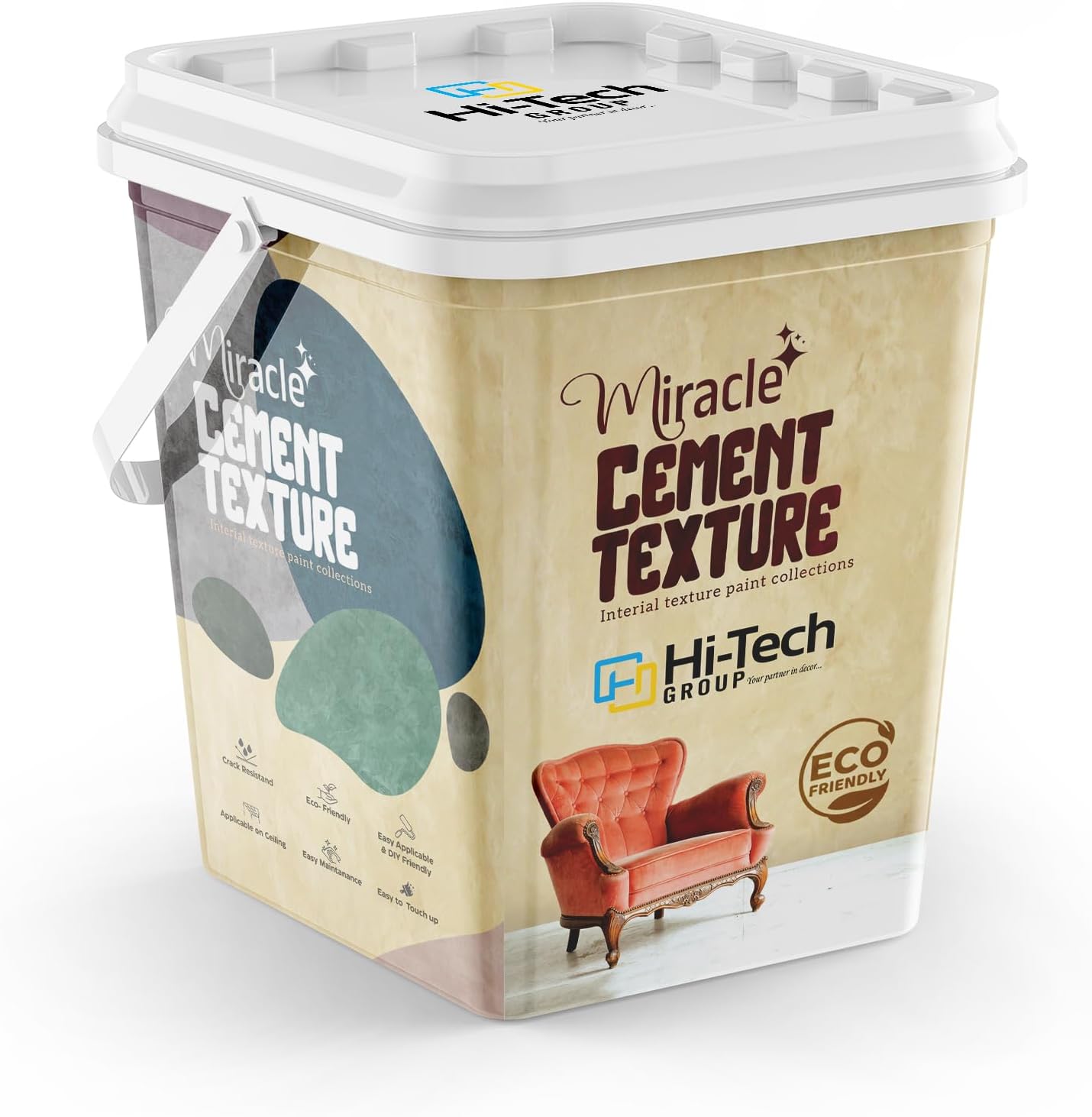 Miracle Cement Texture Interior Wall Paint, Concrete Finish, H!-Tech Group (201, 1kg(75-100sq.ft))