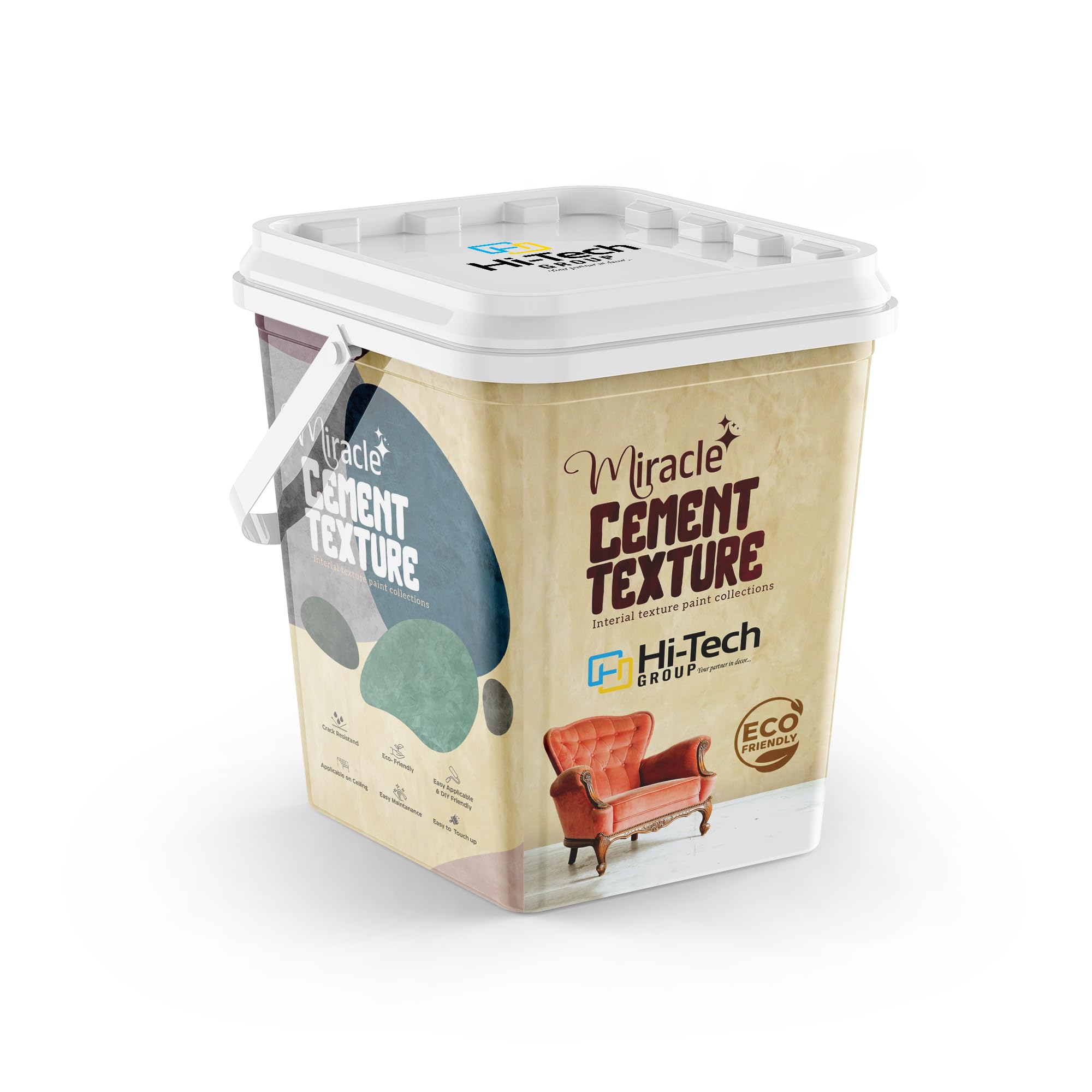 Miracle Cement Texture Interior Wall Paint, Concrete Finish, H!-Tech Group (201, 1kg(75-100sq.ft))