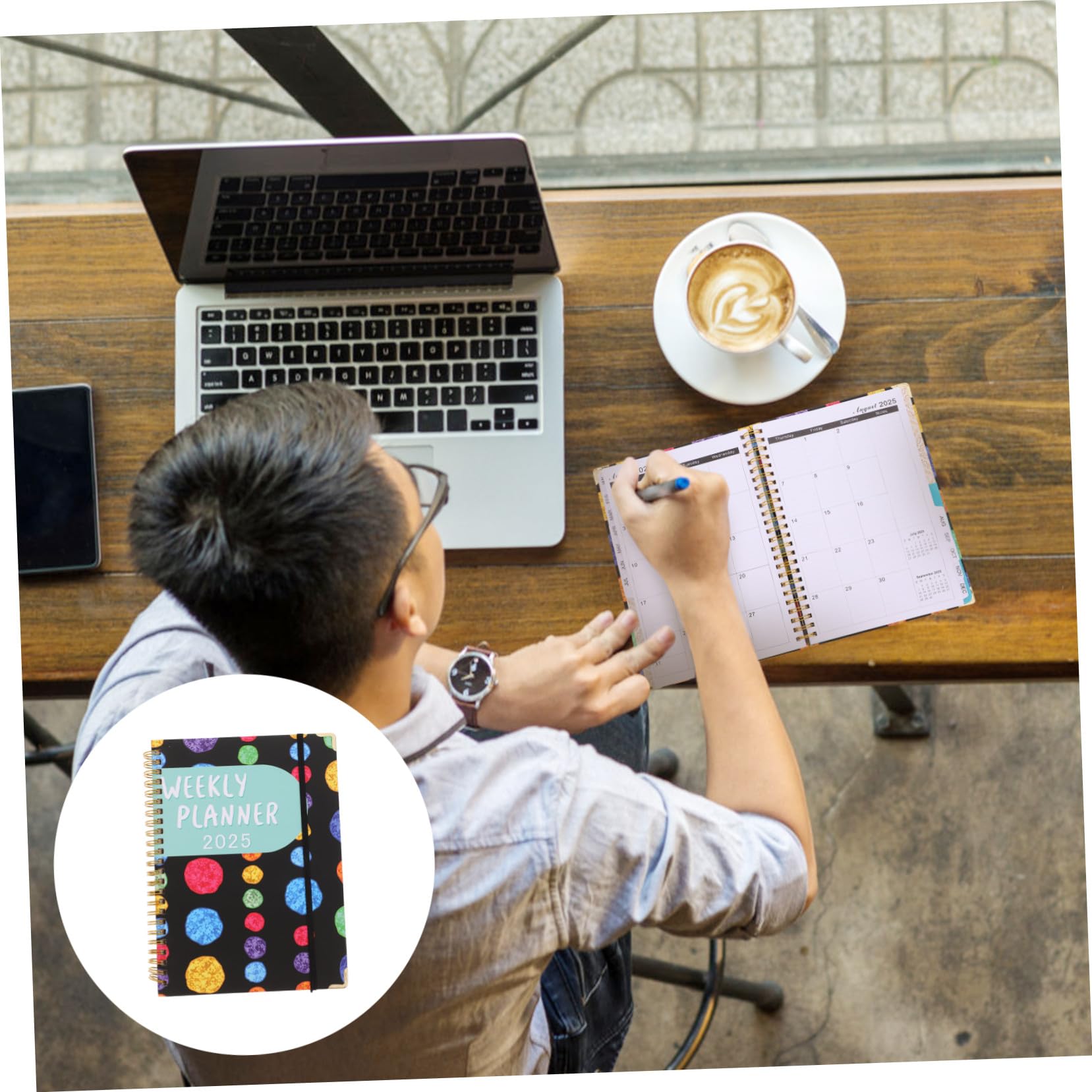 3 Pezzi Planner con Rilegatura Doppia Wire Organizer Mensile e Settimanale per Ufficio Agenda Compatta per Studenti e Professionisti con Copertina Colorata e Design Angoli Quadrati
