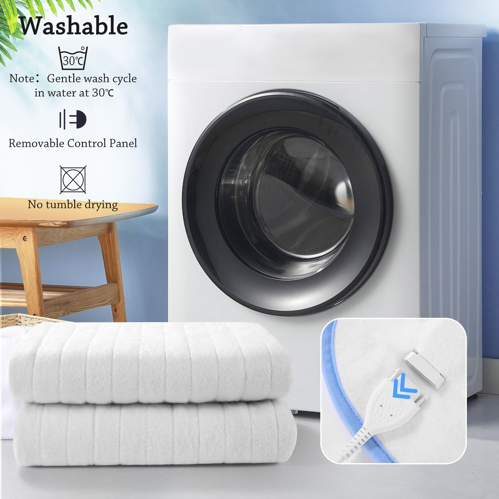 Cubrecolchón Calefactor Eléctrico con 4 Niveles de Calor, Calentamiento Rápido, Apagado Automático después de 10 Horas, Lavable a Máquina, Protección contra Sobrecalentamiento y 150 x 80 cm