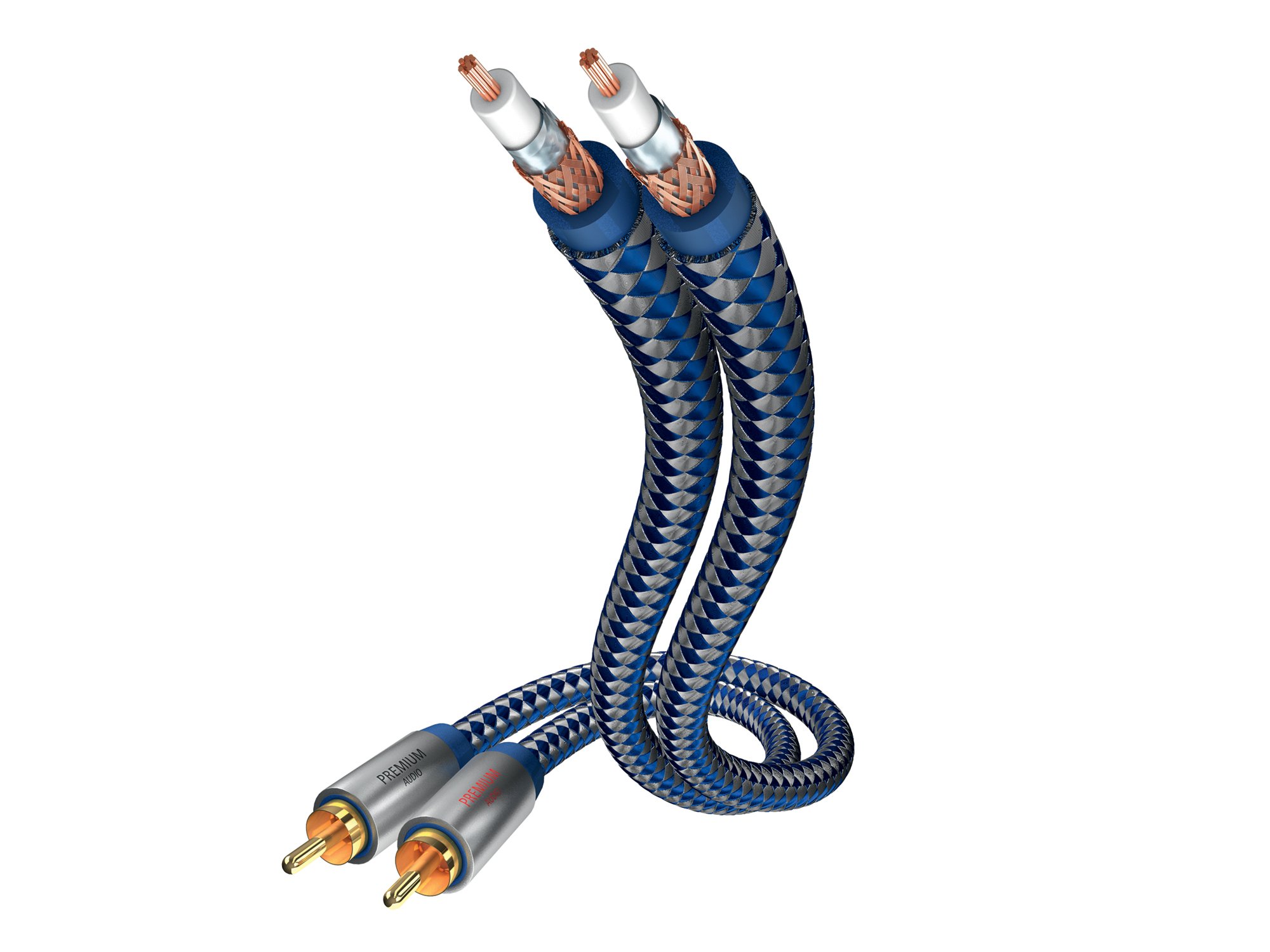 inakustik – 0040403 – Cable de audio estéreo premium | para un sonido potente y dinámico gracias a un alto contenido de cobre | 3,0 m en azul | apantallamiento doble – conector de metal – moderno