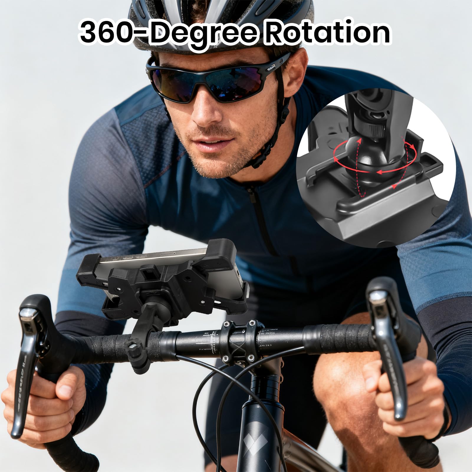 Support Téléphone Vélo Moto, Support Telephone Porte Telephone Velo Guidon Universel pour Trotinette Electrique Scooter VTT avec 360° Rotation pour iPhone 17 16 15 14 13 5,5"-7,9" Smartphones GPS