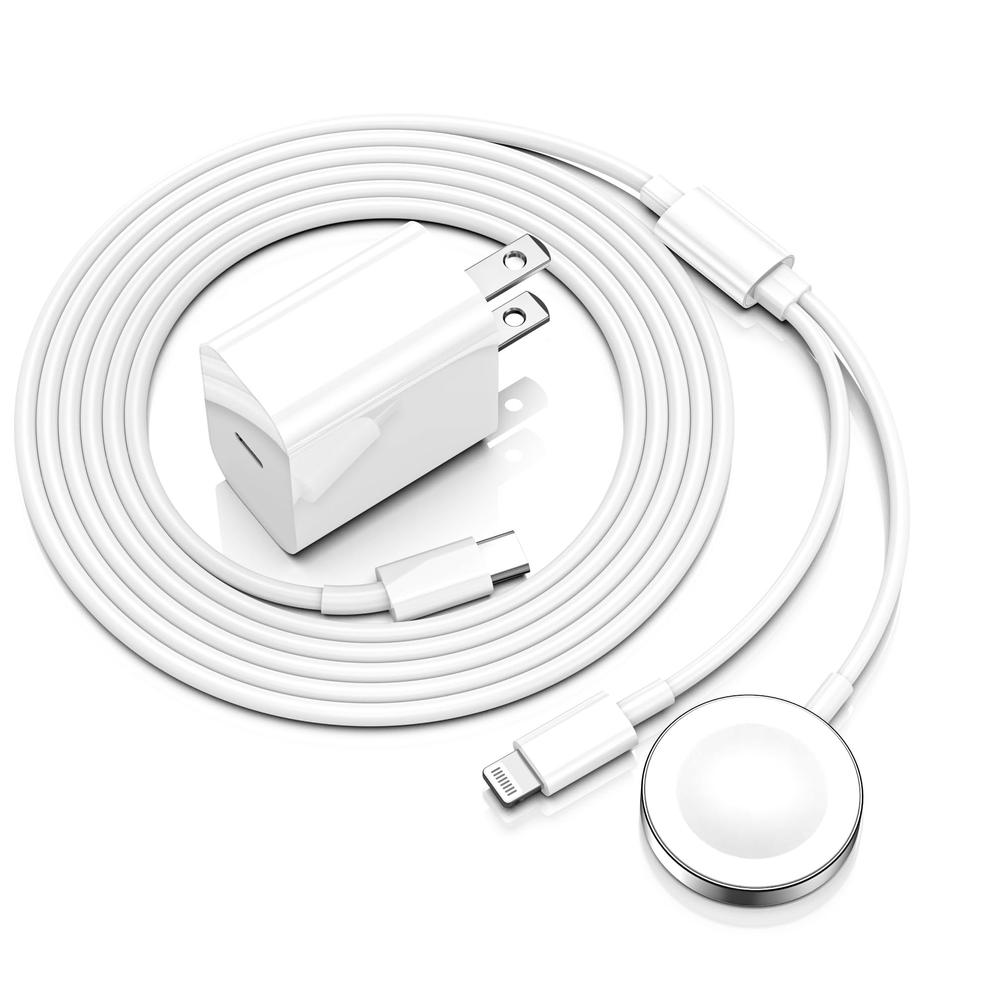 Apple Watch Charger,Upgraded 2-in-1 USB C Fast iPhone Watch [Apple MFi Certified] 6FT Magnetic Charging Cable with 15W Wall Charger Block for iWatch Series SE/8/7/6/5/4/3/2/1&iPhone 14