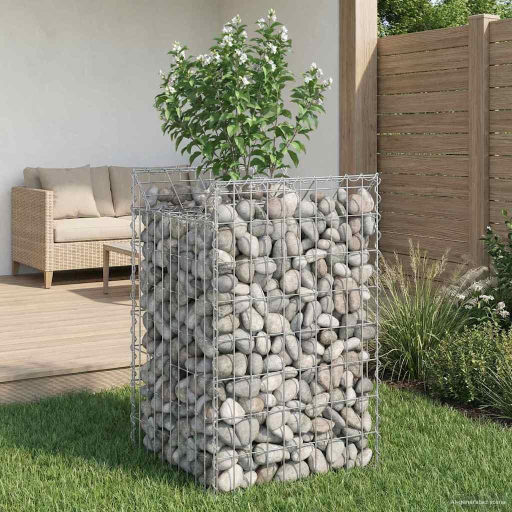 Gabionen Zaun mit Hochbeet Steingabionen Steinkorb Gabionenwand Gabionenkörbe Gabionengitter Drahtkorb Steingabionen 50 x 50 x 80 cm