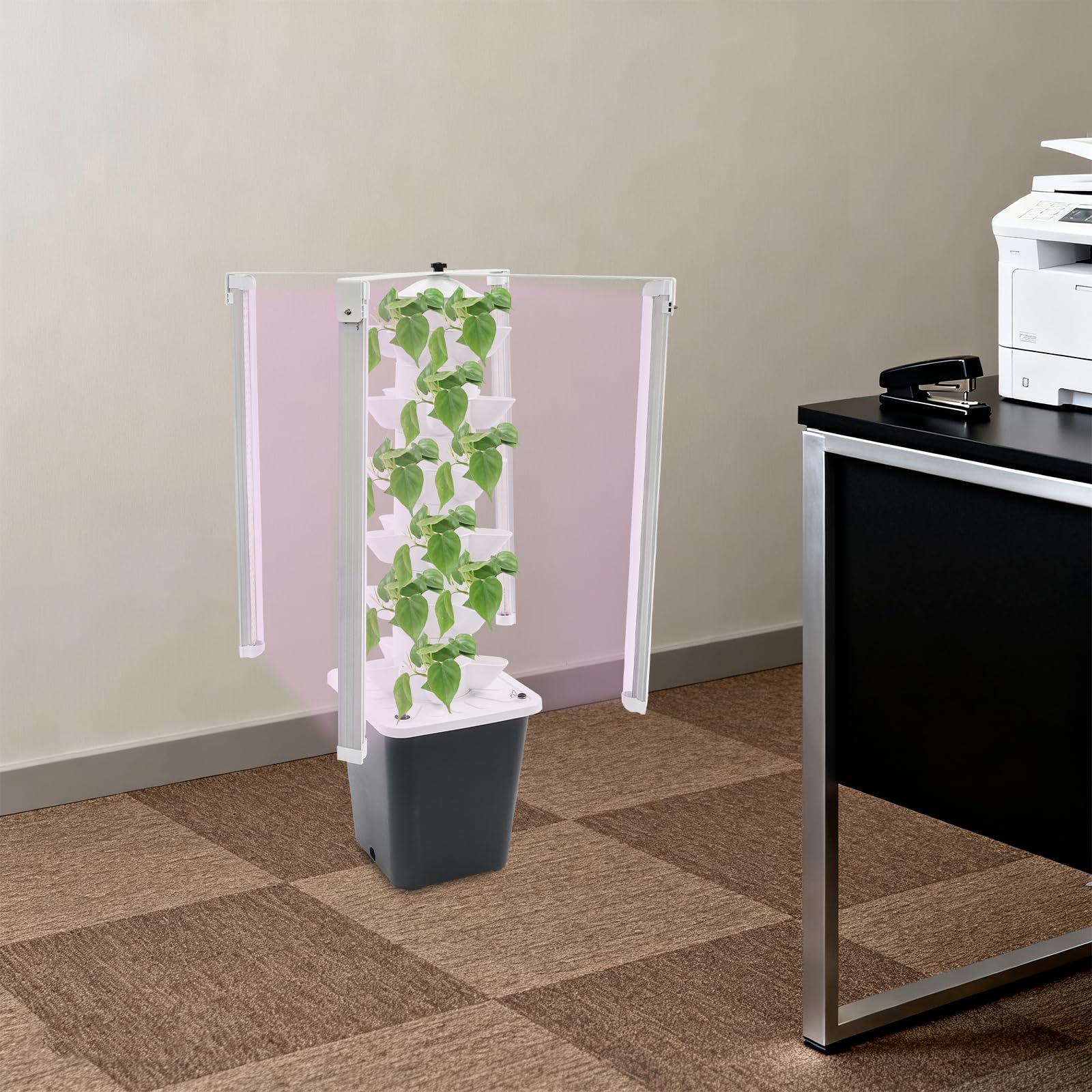 Kit de cultivo hidropónico para torre de 6 pisos, 30 agujeros, sistema de cultivo sin tierra, torre hidropónica vertical con luz LED y depósito de agua, torre de plantación hidropónica para