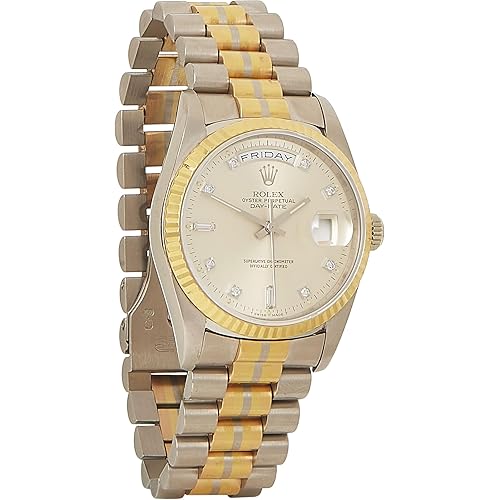 Rolex, Pre-loved 18K Gold & Stainless Steel Diamond Tridor Day-Date President 18239 36mm, Gold