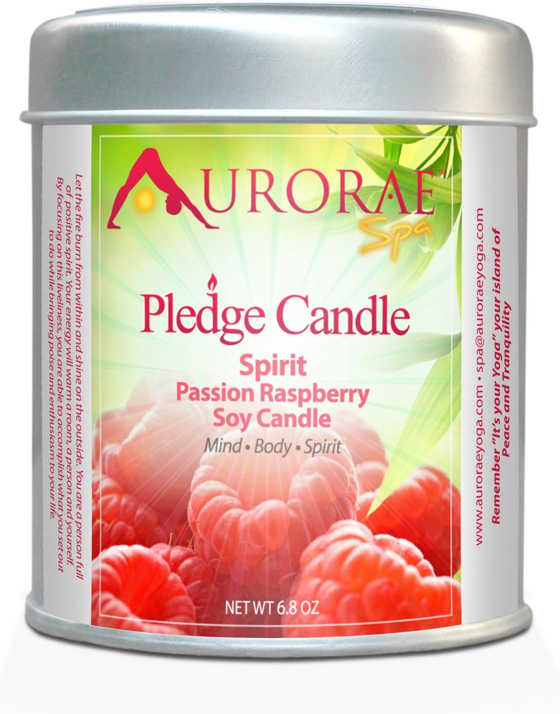 Aurorae 6.8 oz Raspberry Scented Soy Aromatherapy Candle
