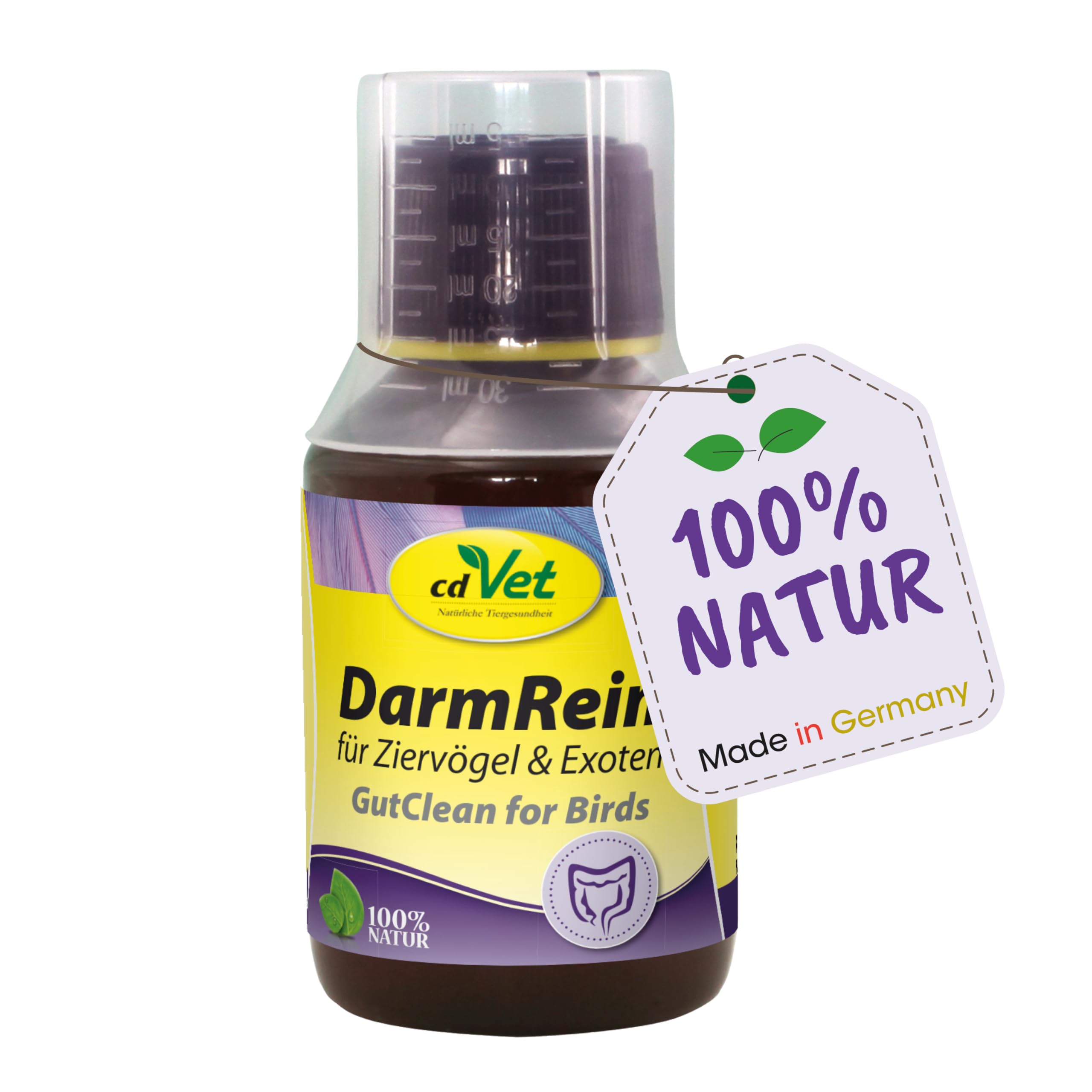 cdVet DarmRein 100ml – Ergänzungsfuttermittel für Ziervögel & Exoten mit natürlichen Kräuterextrakten