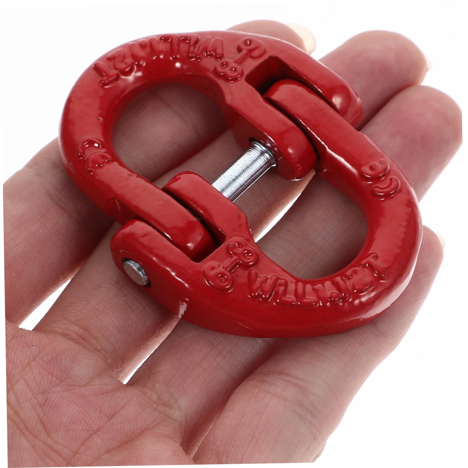 Eslabón Conector de Cadena de Acero Rojo para Remolque, Cierre Rápido y Bloqueo Seguro, Doble Anillo para Elevación y Tracción Industrial