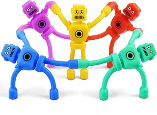 CHESLICR 5PC Magnetic Robot Men Fidget Toys for Kids Toddlers Boys 3-6 - Travel Airplane Car Essentials, Easter Basket Stuffers, Valentines Gifts