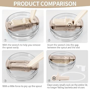 2pcs Spill Proof Tumbler Flip Straw Caps for Stanley Cup, 10oz Leakproof Lid for Stanley H2.0 Quencher ProTour, Replacement 30ml, with Removable #1