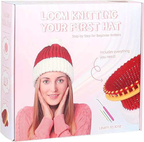 Aeelike Kit de telar redondo para hacer sombrero de invierno, juego completo de telares de punto de plástico con hilo instrucciones paso a paso para