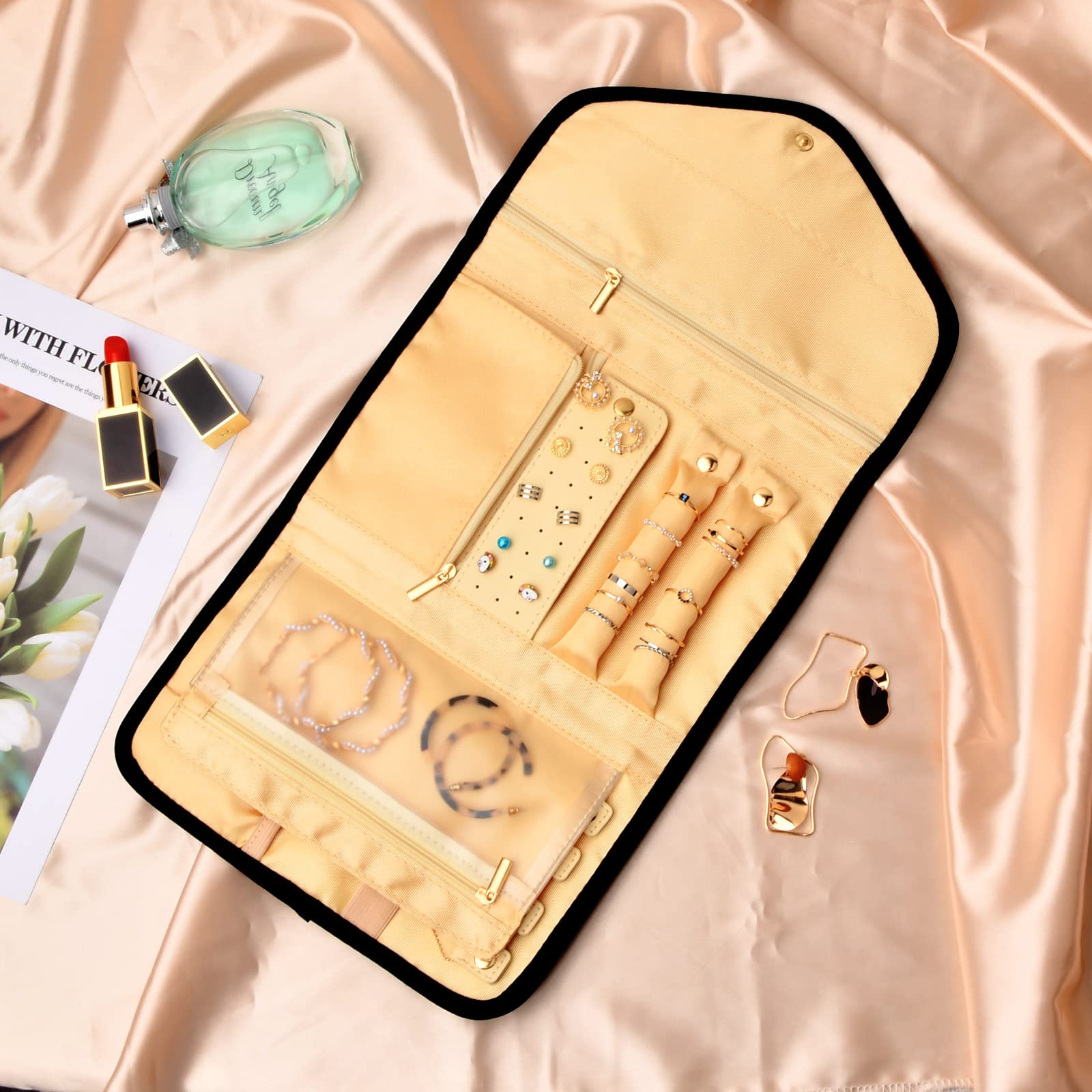 Portagioie A Rotolo In Pelle | Organizzatore Da Viaggio | Per Orecchini, Anelli, Bracciali - Foto 6