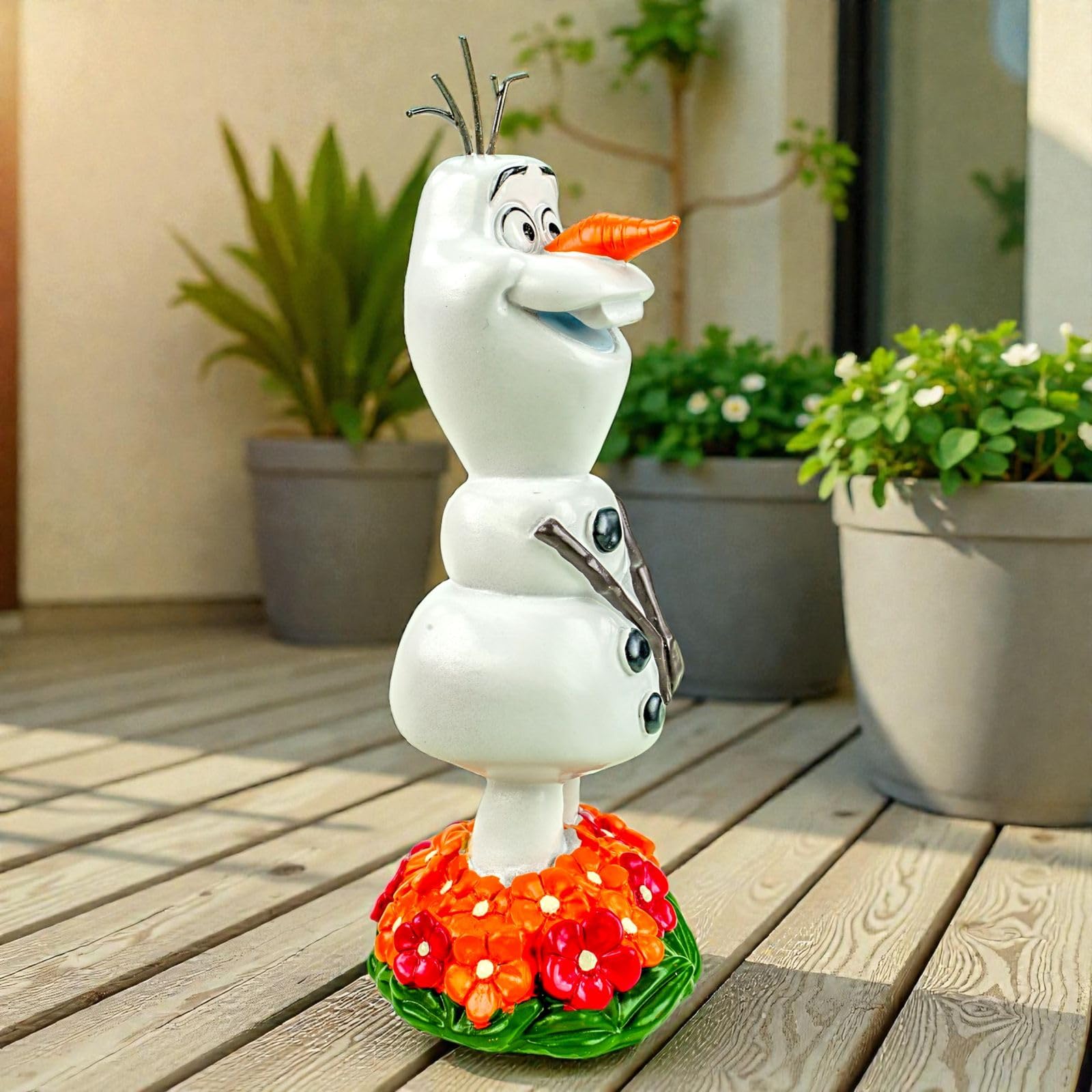 Figurine de jardin Olaf le bonhomme de neige de La Reine des Neiges - Figurine décorative sous licence officielle - 22 cm - En polyrésine résistante aux intempéries - Décoration de jardin pour jardin