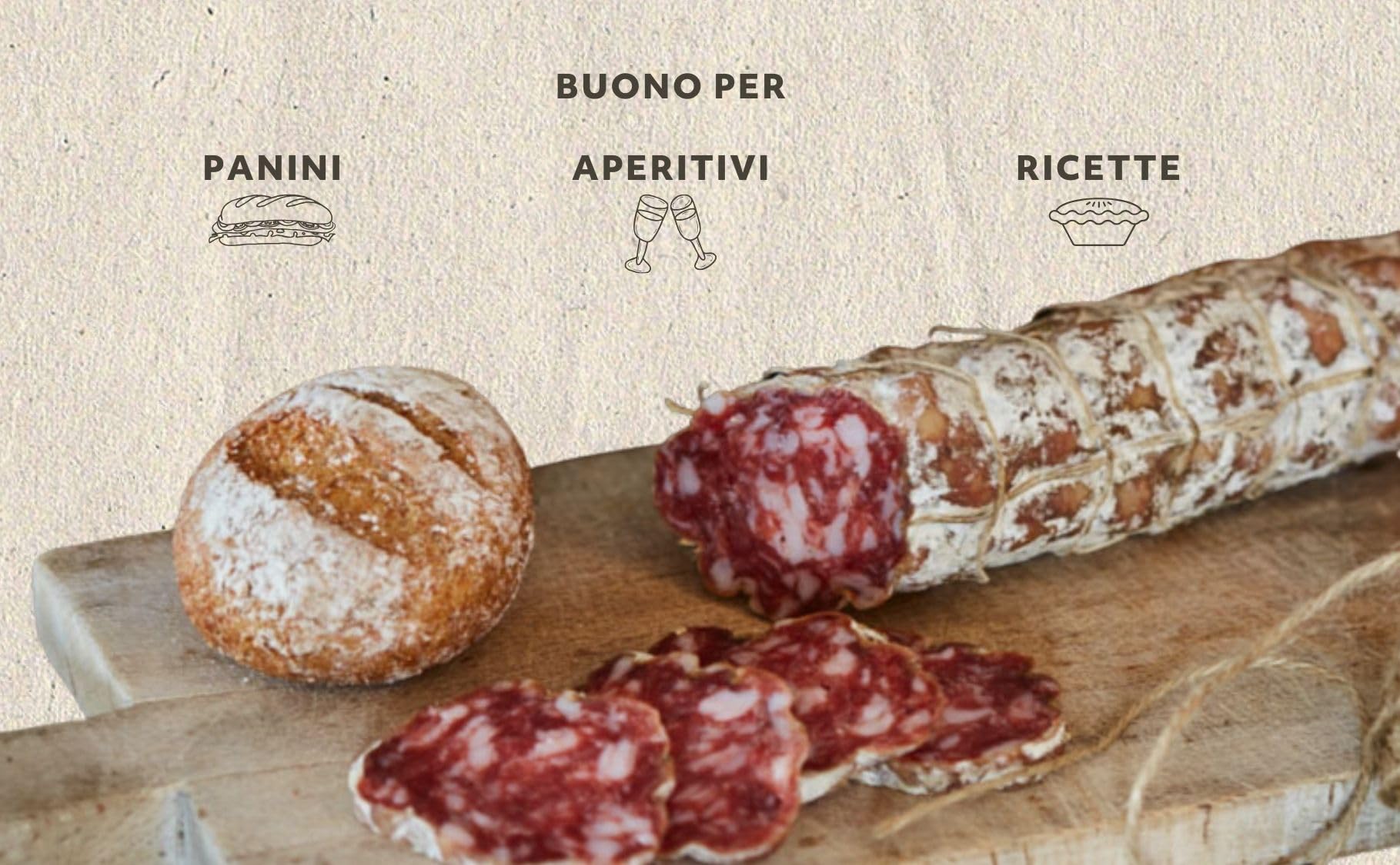 Salame Campagnolo con tagliere piccolo, perfetto per un regalo o un aperitivo tra amici, Salumi Pasini 270g