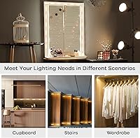 Vista 7 de Consciot Luces LED de Tocador para Espejo, Tira Estilo Hollywood, Color y Brillo Ajustables, Cable USB, Tira de Maquillaje Regulable que se Adhiere