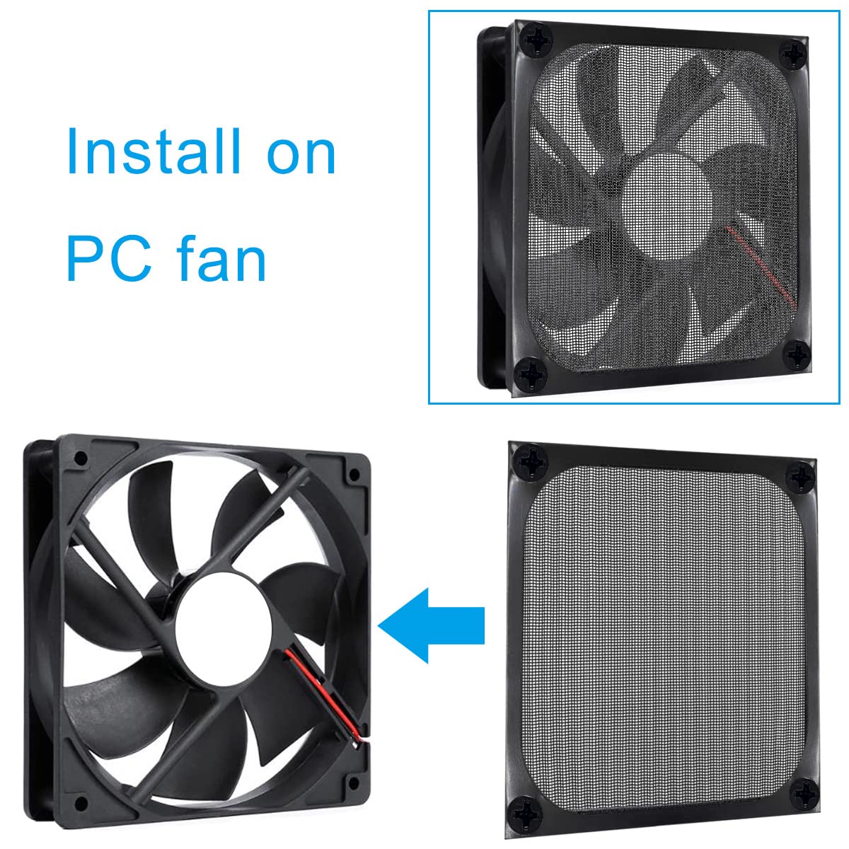 Xiatiaosann Filtro de polvo del ventilador de 120 mm, rejillas de malla de polvo del ventilador del enfriador de la caja de la computadora PC, 4 PCS