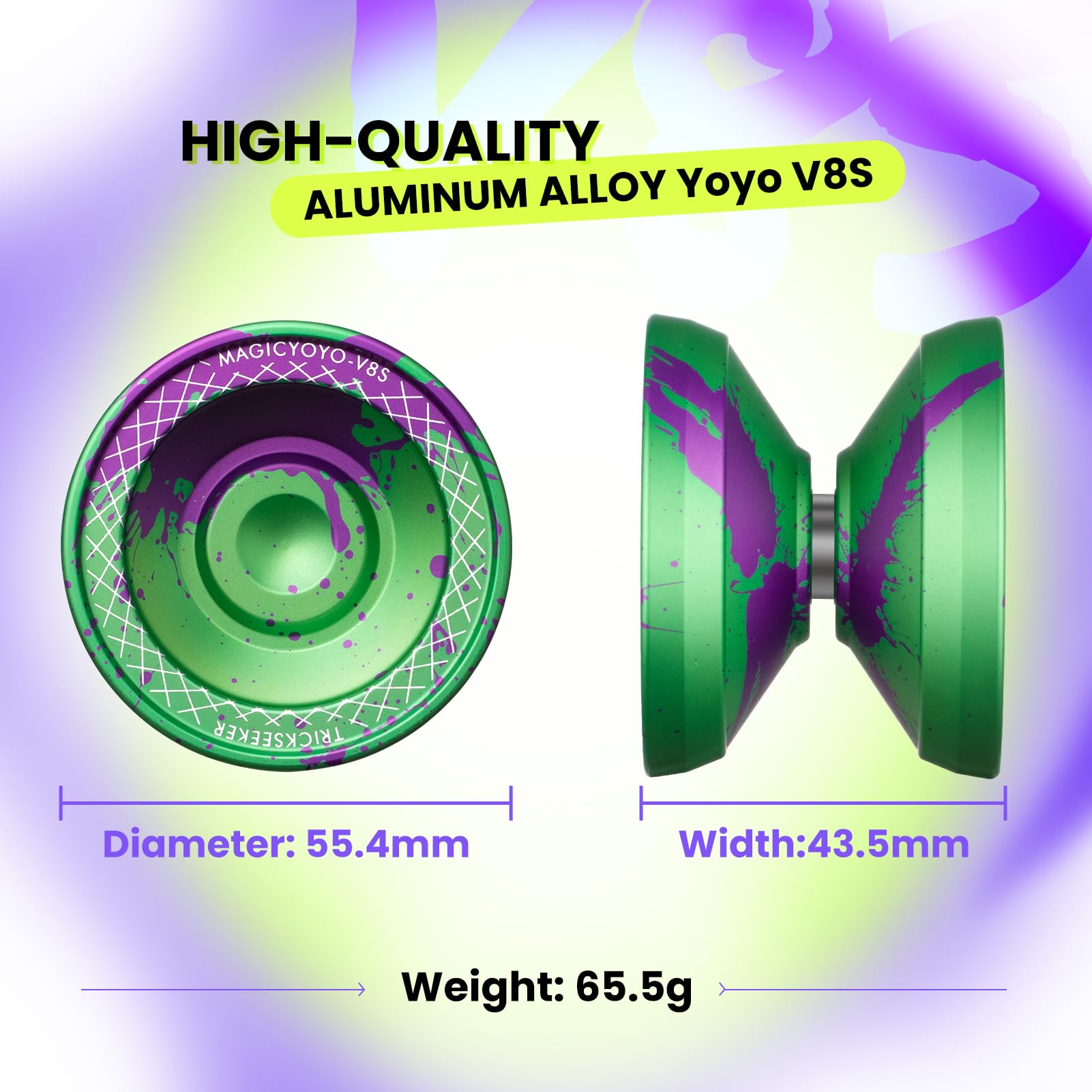 MAGICYOYO Yoyo V8S Yoyo professionale Finger Spin per principianti e giocatori avanzati, Yo Yo reattivo per bambini 8-12 o superiore, in lega di alluminio resistente trucchi non rispondenti Yo-Yo