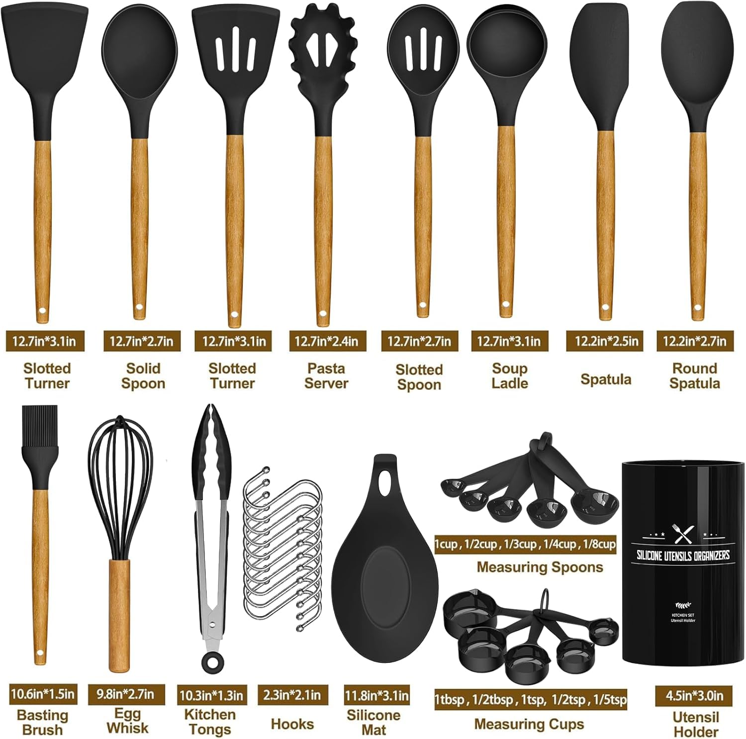 33 pcs Silicone Spatula Set for Kitchen - Nonstick Cooking Utensils Set with Ladle, Spoon & Baking Tools - Aesthetic Kitchen Items for Cooking Essentials - Durable Kitchenware Utensils Set for Home. 2
