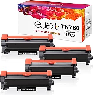 ejet Compatible TN760 Toner Cartridge Replacement for Brother TN760 TN 760 TN730 TN 730 to use with HL-L2350DW L2550DW HL-L2395DW Hl-L2390DW HL-L2370DW (4 Black)