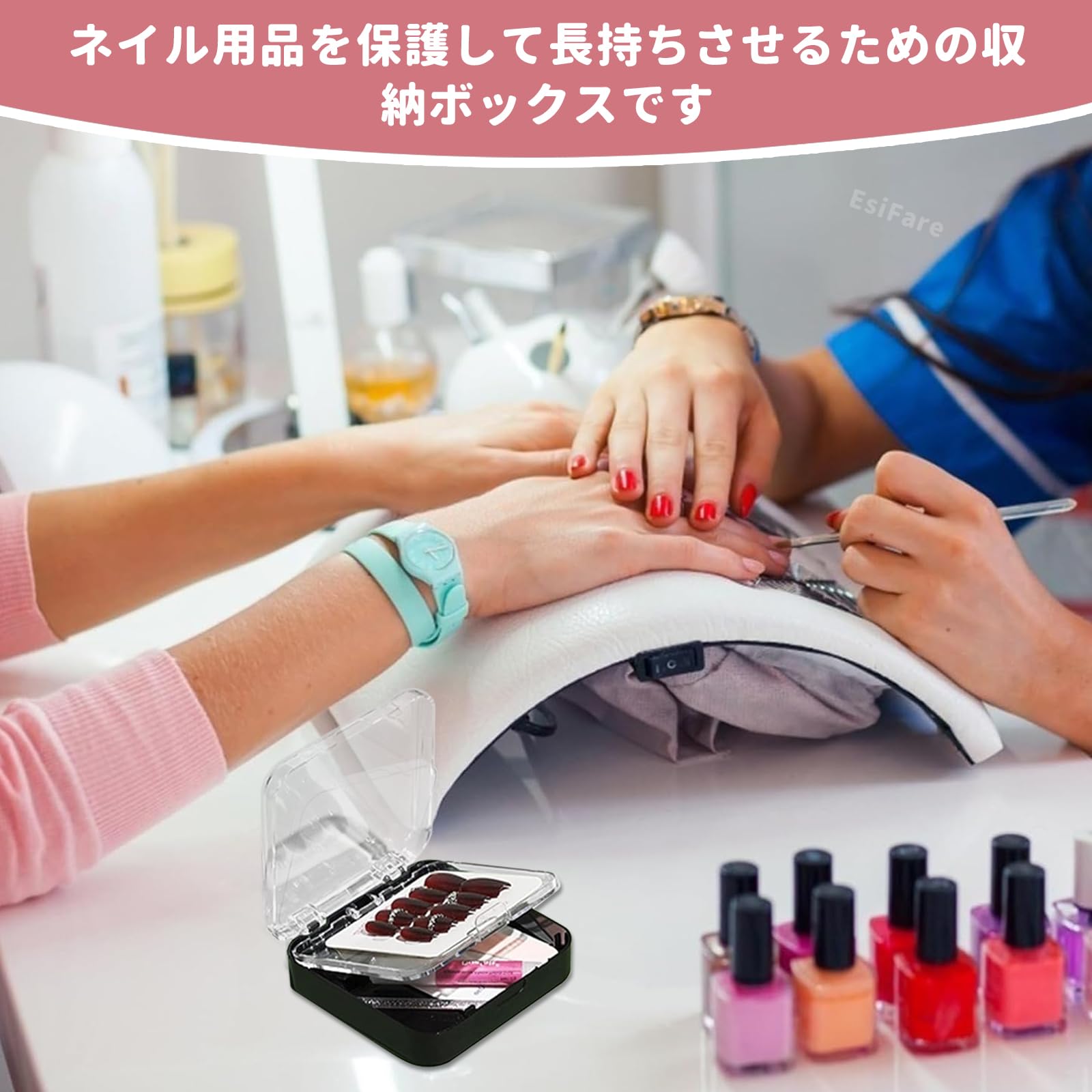 オーダーネイルチップ 透明ケース付き ネイルチップケース Amazon | ネイルチップケース ネイルチップ 収納 4個セット 両面テープ