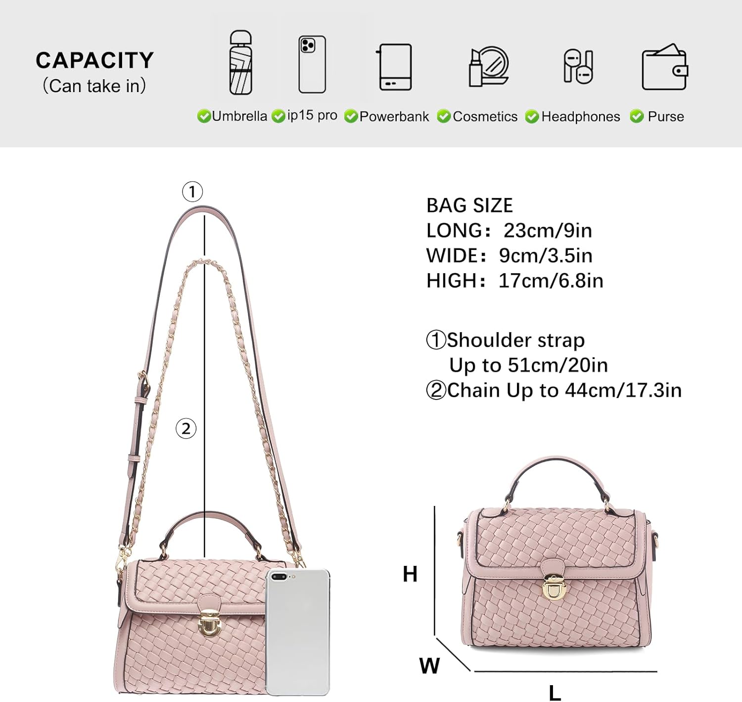 Woven Purses For Women Crossbody Shoulderbag Vegan Leather Handwoven Top Handle Satchel Zip Cross Body Purse - Image 4