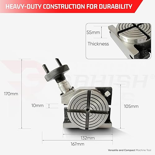 Miniatura 38 de Mesa giratoria para fresadoras 4 pulgadas (3.937 in) 4 ranuras horizontales y verticales con 4 mandíbulas de 2.756 in con mandíbula independiente