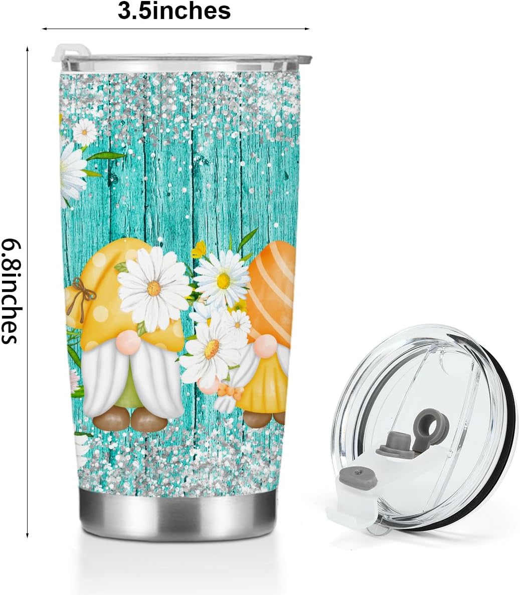 Inspirational Gifts for Women Tumbler, Positive Gnome Daisy Gifts for Women Girls Sister Friendship Birthday Christmas, Coffee Mug Stainless Steel Vacuum Insulated Double Wall Travel Cup with Lid,20oz
