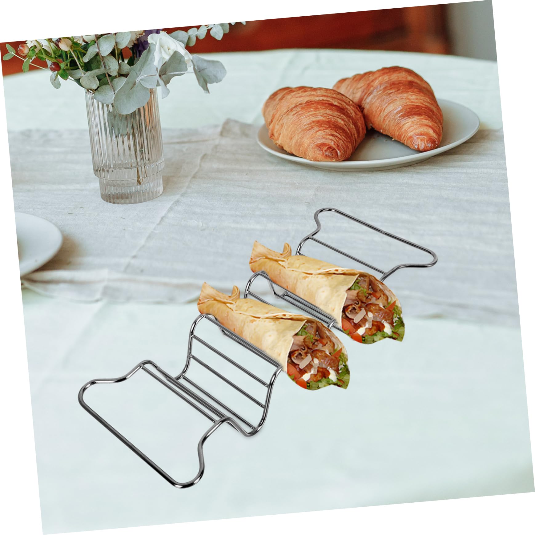 LABRIMP 1pc Taco Stand Baked Pancake Stand Taco Serving Platter Wire Holder Tortilla Rack Burritos Stand Taco Plate Holder Taco Tray Holder Prensa Para Tortillas Black Stainless Steel