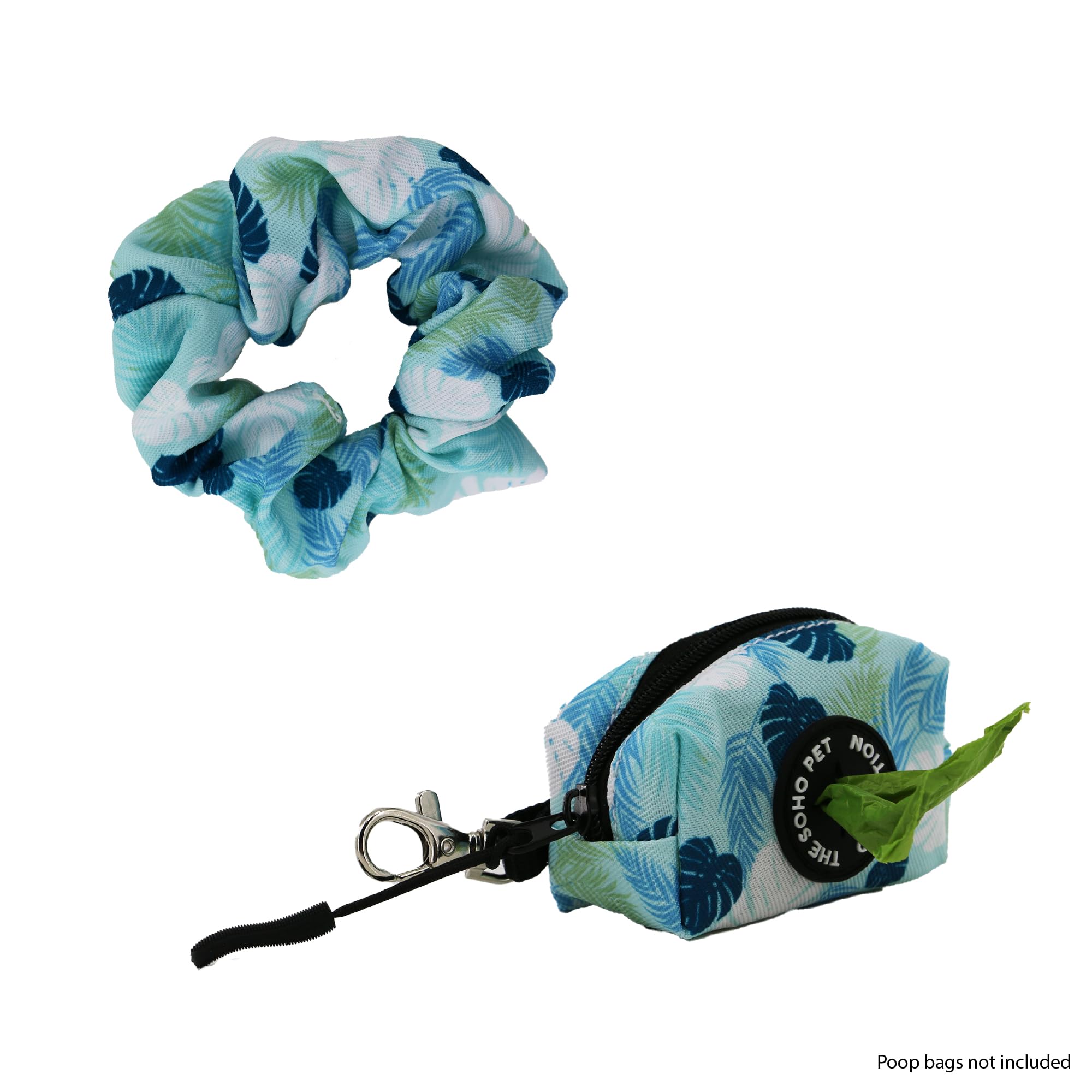 Ancol Dog Poop Bag and Scrunchie Leaf Patterned - Sturdy Waste Bag Dispenser - Cute Puppy Matching Pet Accessories