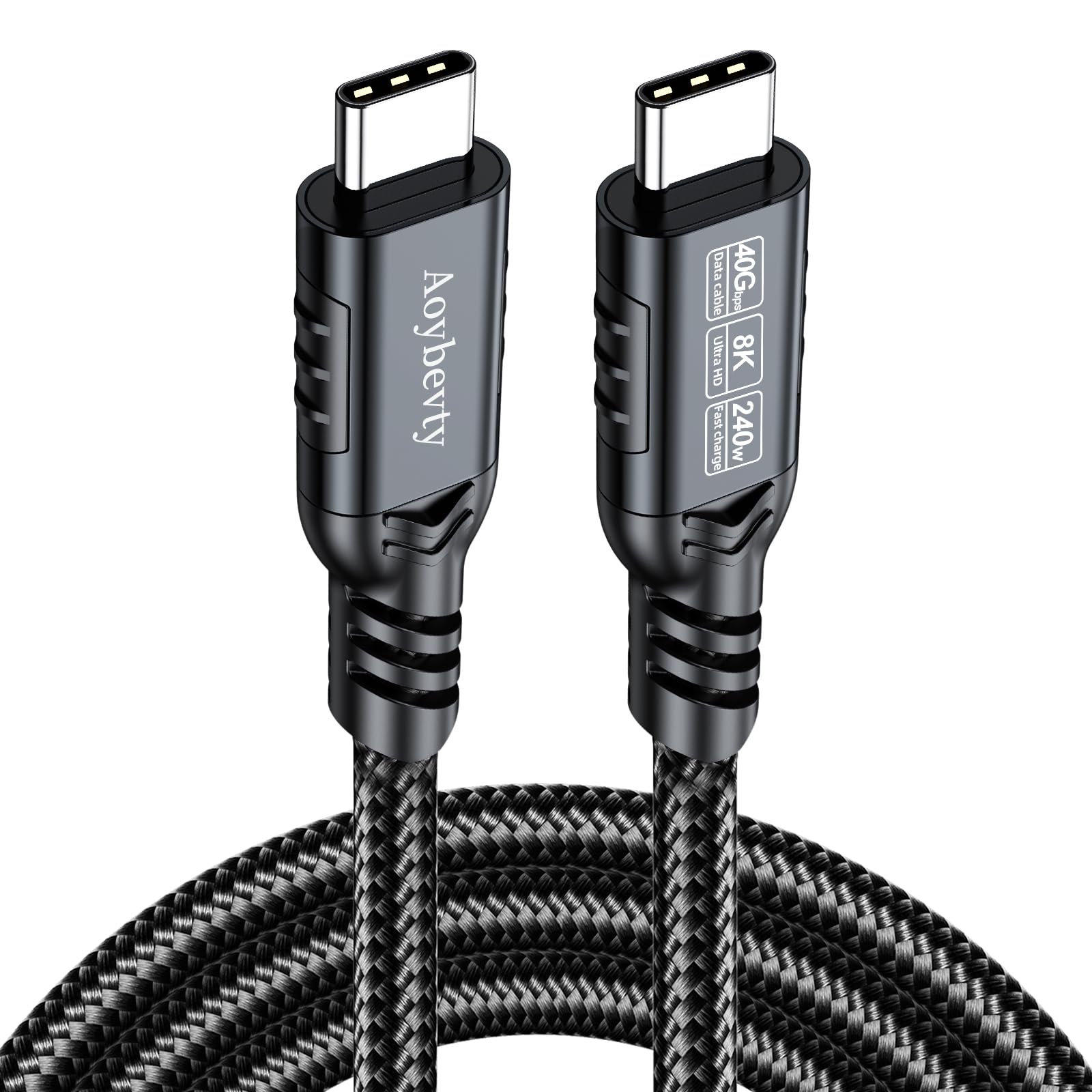 USB-C-Kabel, 240 W, 40 Gbit/s, Datenübertragung, 8K/4K @ 60Hz, Video-Ausgangskabel für Thunderbolt 3/4, für MacBook, iPhone 15/16/17, Samsung Galaxy, USB-C-Handy, Tablet, Laptop und andere