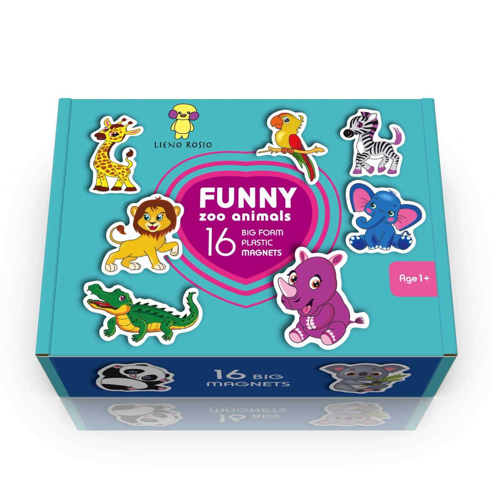 LIENO ROSIO 16 Foam Zoo Animals Magnets - Big Toddler Magnets Age 1+ - Funny Magnets for Kids - Magnetic Toys - Toddler Animal Toys - Toddler Toys